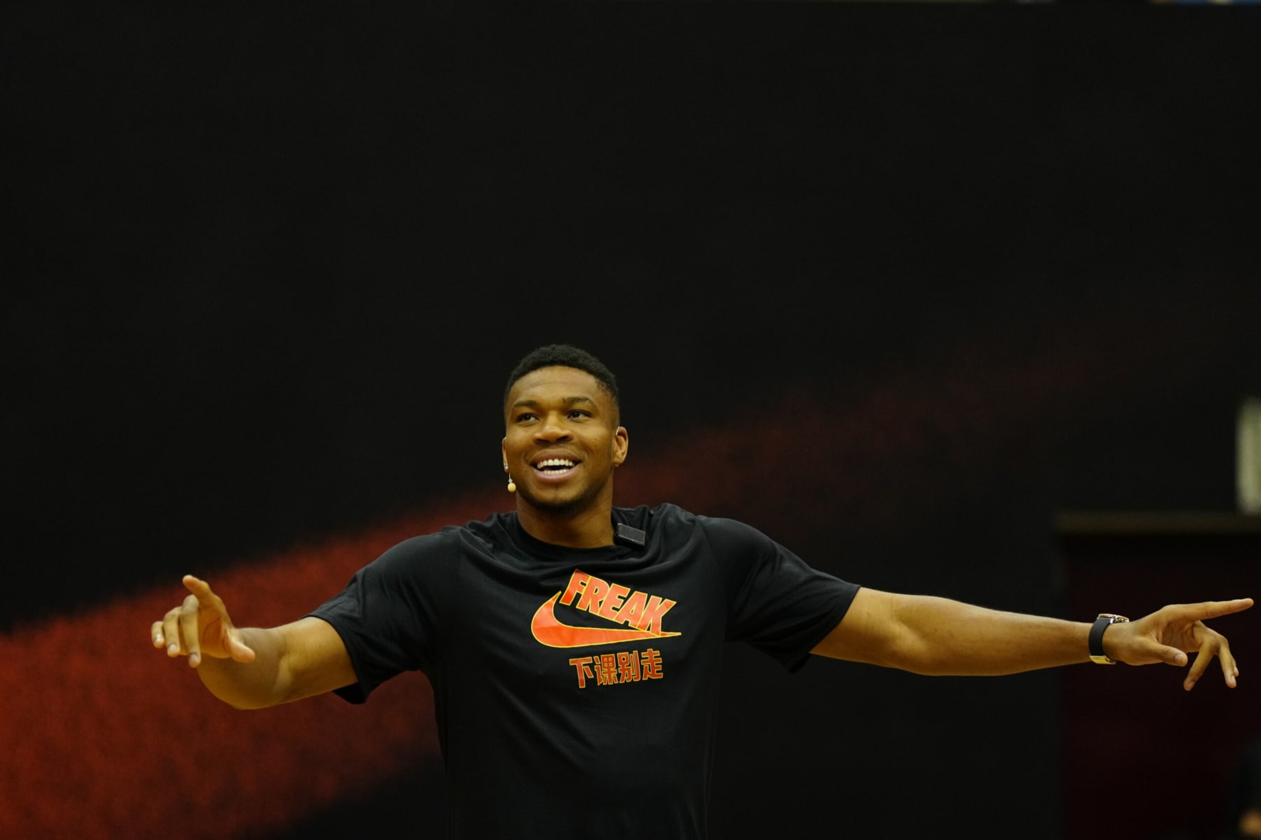 BEIJING, CHINA - JULY 9: NBA player Giannis Antetokounmpo attends a promotional event during his visit to China on July 9, 2023 in Beijing, China. (Photo by Fred Lee/Getty Images)