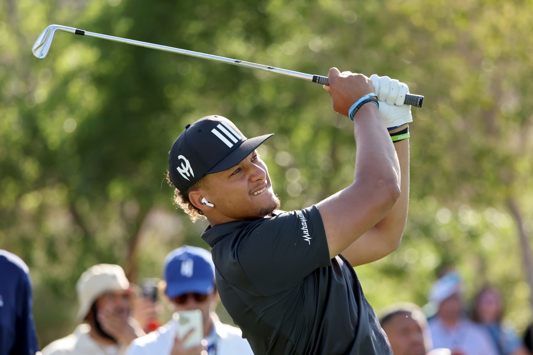 LAS VEGAS, NEVADA - JUNE 29: Patrick Mahomes plays a shot during Capital One's The Match VIII - Curry & Thompson vs. Mahomes & Kelce at Wynn Golf Club on June 29, 2023 in Las Vegas, Nevada. (Photo by Ezra Shaw/Getty Images for The Match)
