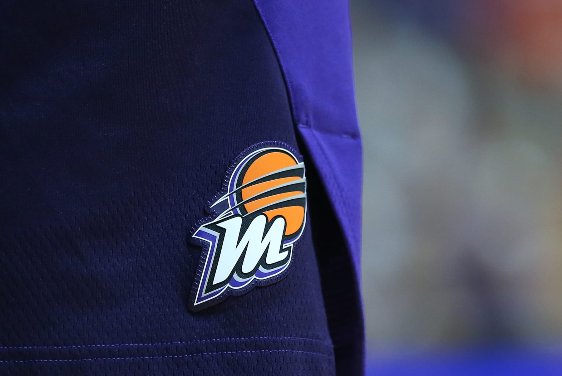 UNCASVILLE, CT - AUGUST 01: General view of the Phoenix Mercury logo on a pair of game shorts during a WNBA game against Connecticut Sun on August 1, 2019, at Mohegan Sun Arena in Uncasville, CT. (Photo by M. Anthony Nesmith/Icon Sportswire via Getty Images)
