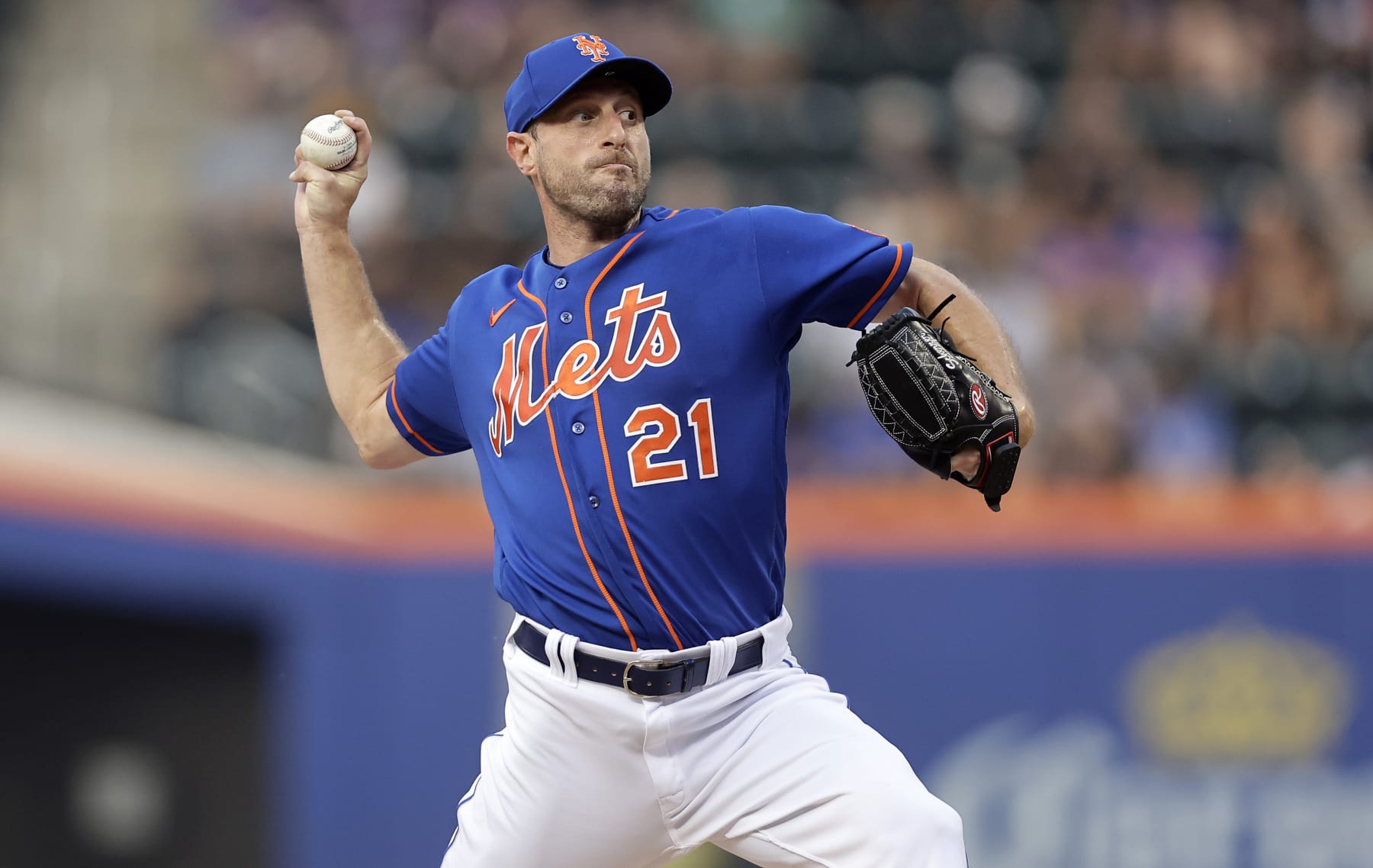 NEW YORK, NEW YORK - JUNE 29:  Max Scherzer #21 of the New York Mets in action against the Milwaukee Brewers at Citi Field on June 29, 2023 in New York City. The Brewers defeated the Mets 3-2. (Photo by Jim McIsaac/Getty Images)