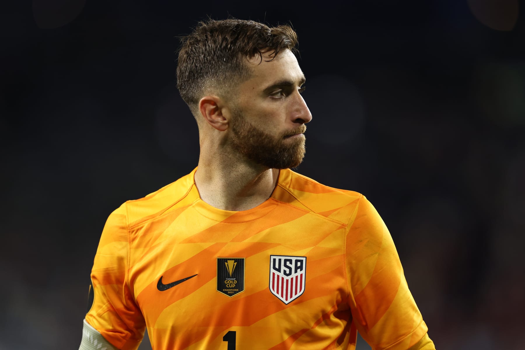 CINCINNATI, OHIO - JULY 9: Matt Turner of United States of America during the penalty shoot out during the 2023 Concacaf Gold Cup Quarter Final between United States of America and Canada at TQL Stadium on July 9, 2023 in Cincinnati, Ohio. (Photo by Matthew Ashton - AMA/Getty Images)