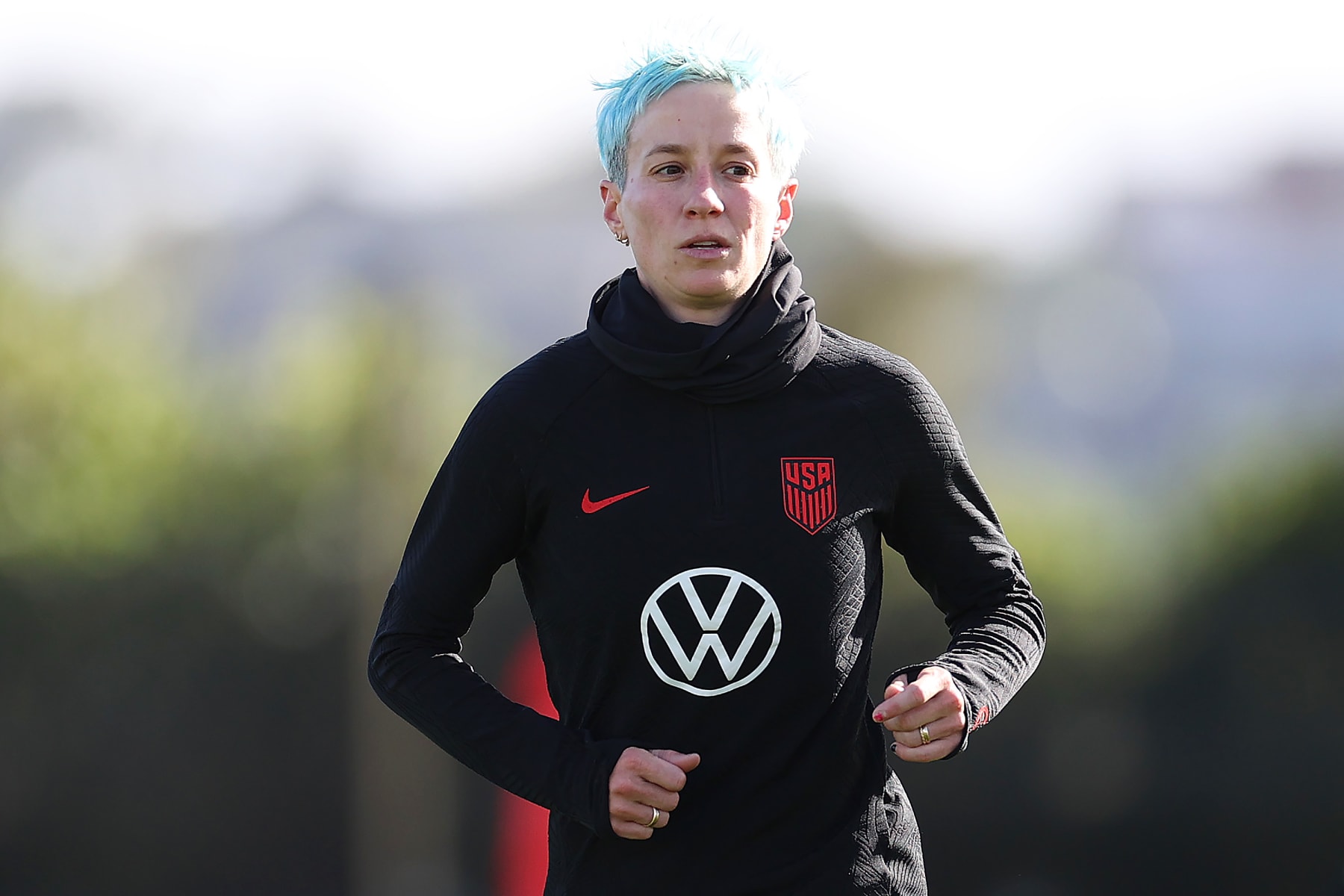 AUCKLAND, NEW ZEALAND - JULY 12: Megan Rapinoe of USA trains during the USA Open Training Sessions ahead of the FIFA Women's World Cup Australia & New Zealand 2023 on July 12, 2023 in Auckland, New Zealand. (Photo by Fiona Goodall - FIFA/FIFA via Getty Images)