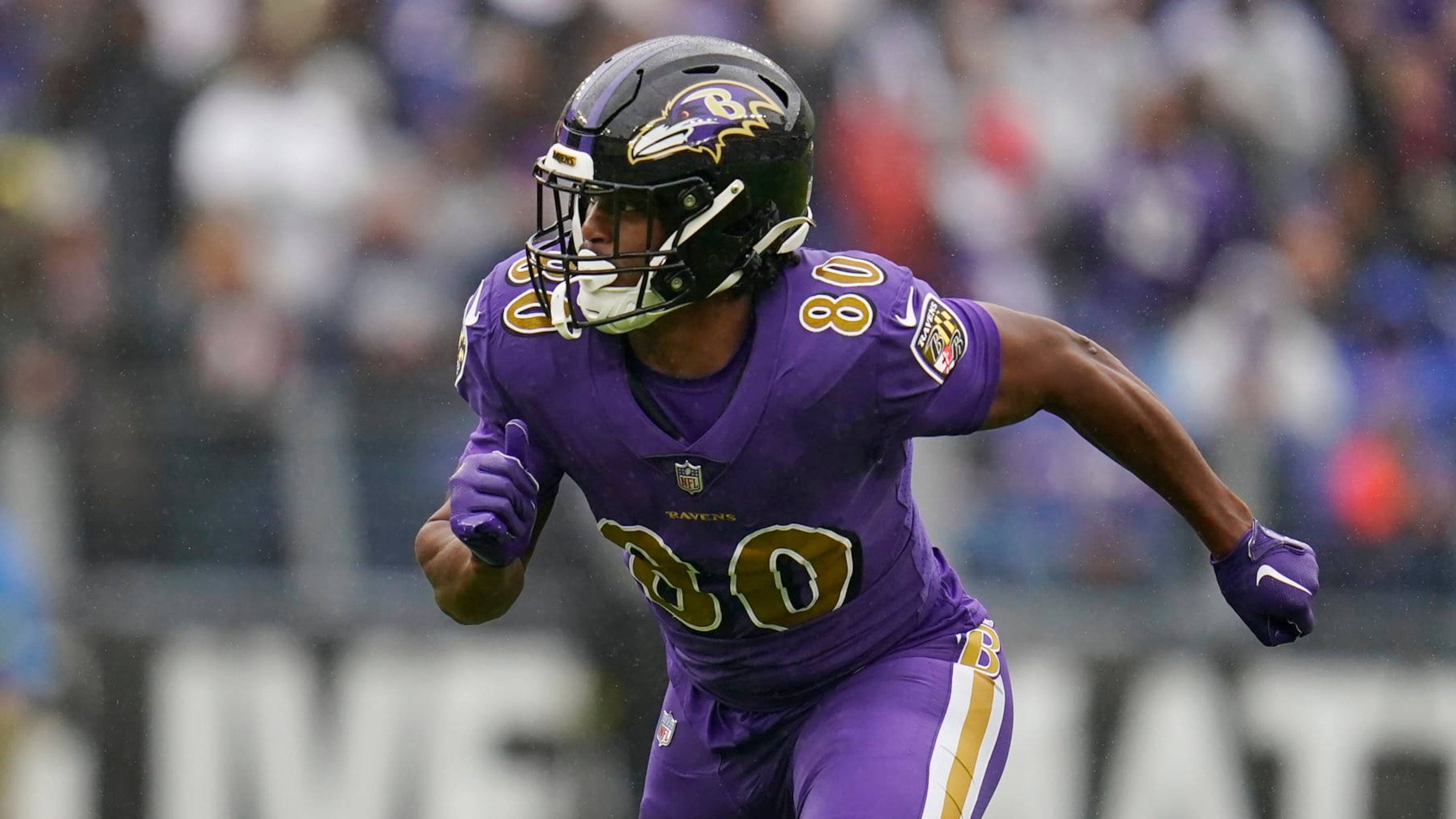 Baltimore Ravens tight end Isaiah Likely plays against the Buffalo Bills in the first half of an NFL football game Sunday, Oct. 2, 2022, in Baltimore. (AP Photo/Julio Cortez)