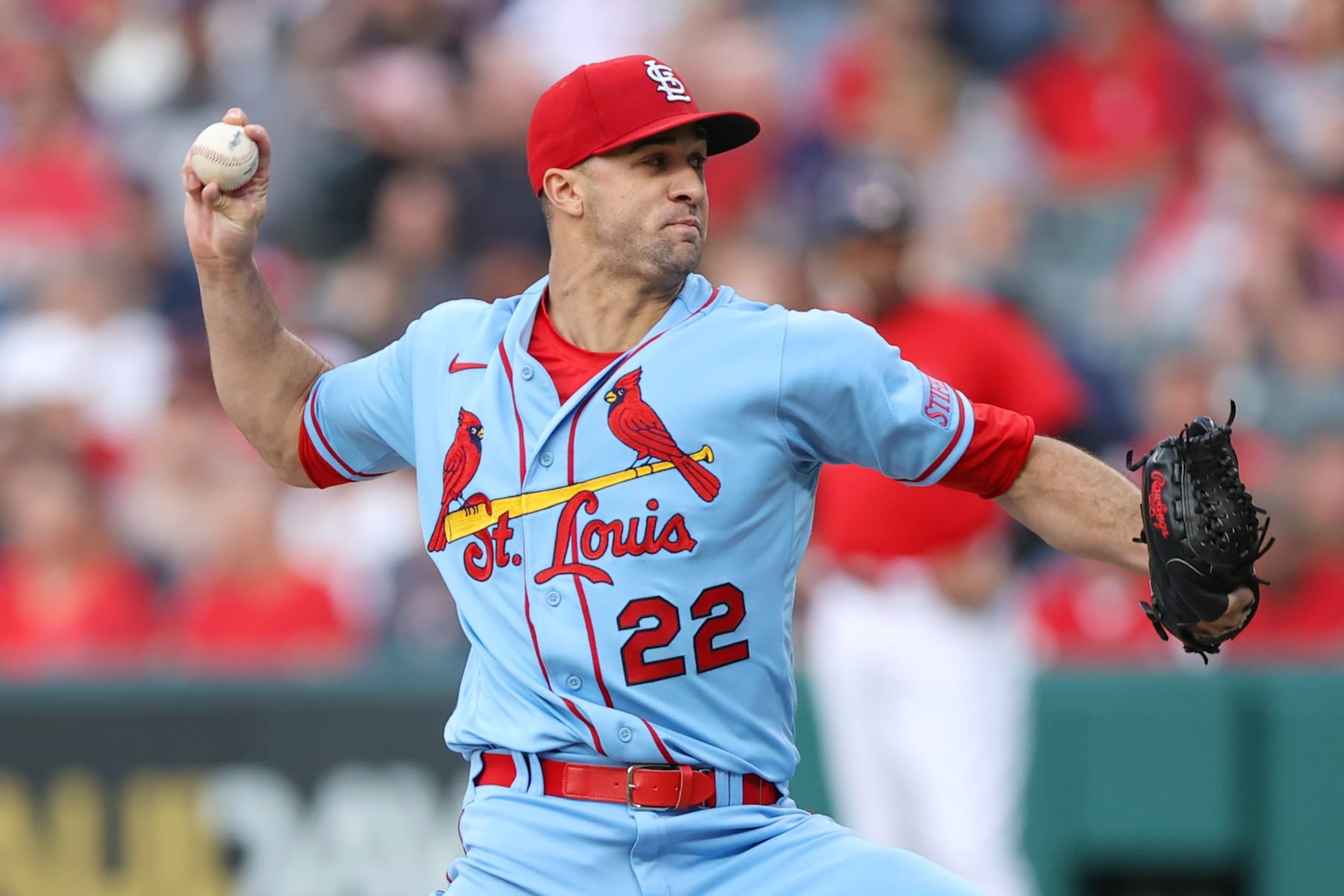 CLEVELAND, OH - MAY 27: St. Louis Cardinals starting pitcher Jack Flaherty (22) delivers a pitch to the plate during the third inning of the Major League Baseball Interleague game between the St. Louis Cardinals and Cleveland Guardians on May 27, 2023, at Progressive Field in Cleveland, OH. Photo by Frank Jansky/Icon Sportswire via Getty Images) CLEVELAND, OH - MAY 27: St. Louis Cardinals starting pitcher Jack Flaherty (22) delivers a pitch to the plate during the third inning of the Major League Baseball Interleague game between the St. Louis Cardinals and Cleveland Guardians on May 27, 2023, at Progressive Field in Cleveland, OH. Photo by Frank Jansky/Icon Sportswire via Getty Images)