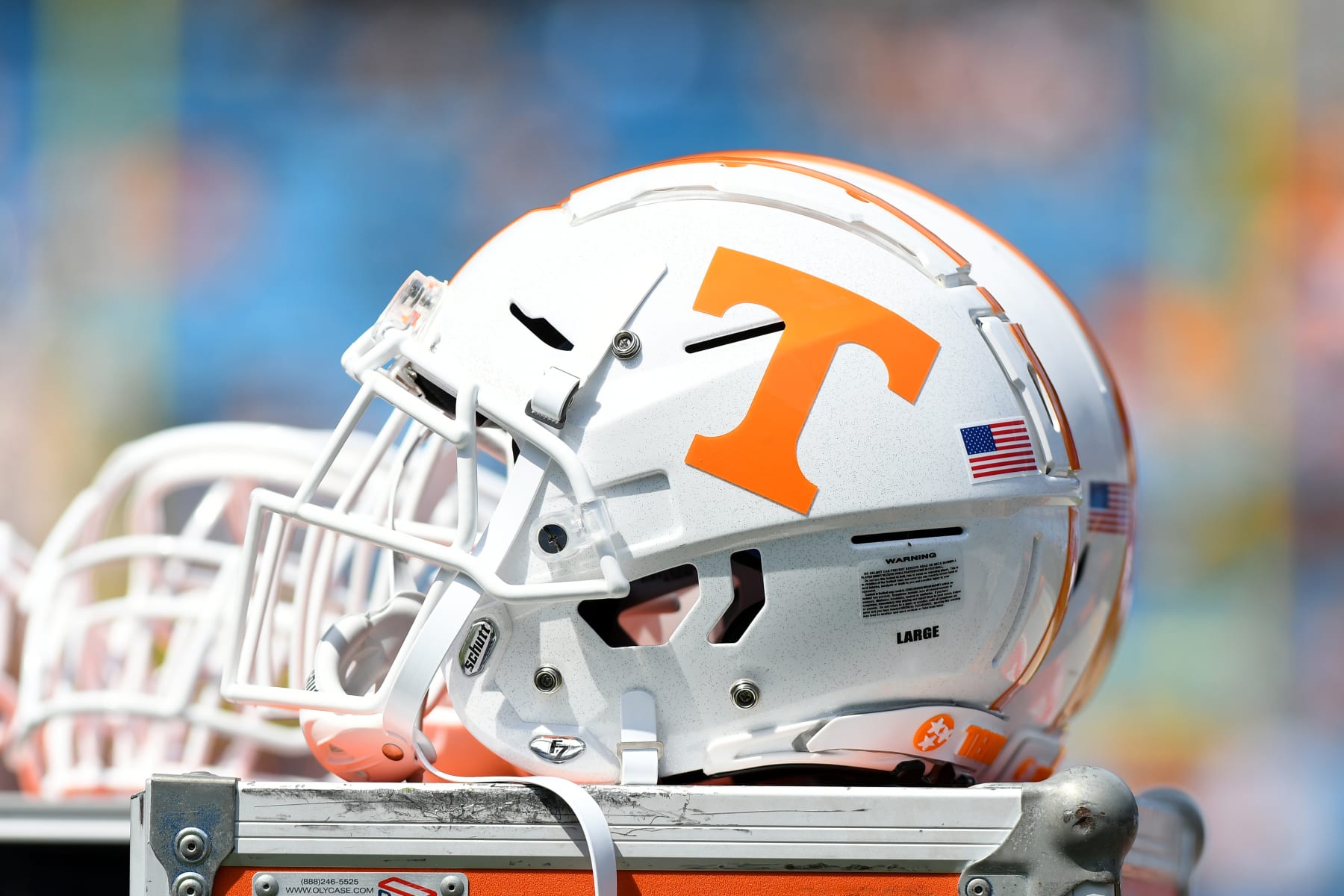 CHARLOTTE, NC - SEPTEMBER 01: A Tennessee Volunteers helmet sits in the sideline prior to the Belk College Kickoff game between the Tennessee Volunteers and the West Virginia Mountaineers on September 01, 2018 at Bank of America Stadium in Charlotte,NC. (Photo by Dannie Walls/Icon Sportswire via Getty Images)
