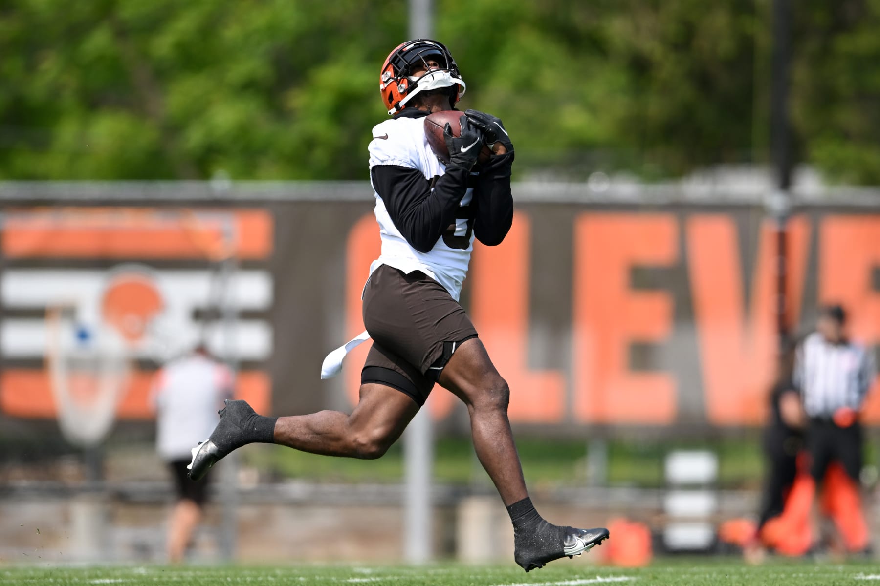 BEREA, OHIO - MAY 24: A.J. Green III #38 of the Cleveland Browns runs a drill during the Cleveland Browns OTAs at CrossCountry Mortgage Campus on May 24, 2023 in Berea, Ohio. (Photo by Nick Cammett/Diamond Images via Getty Images)