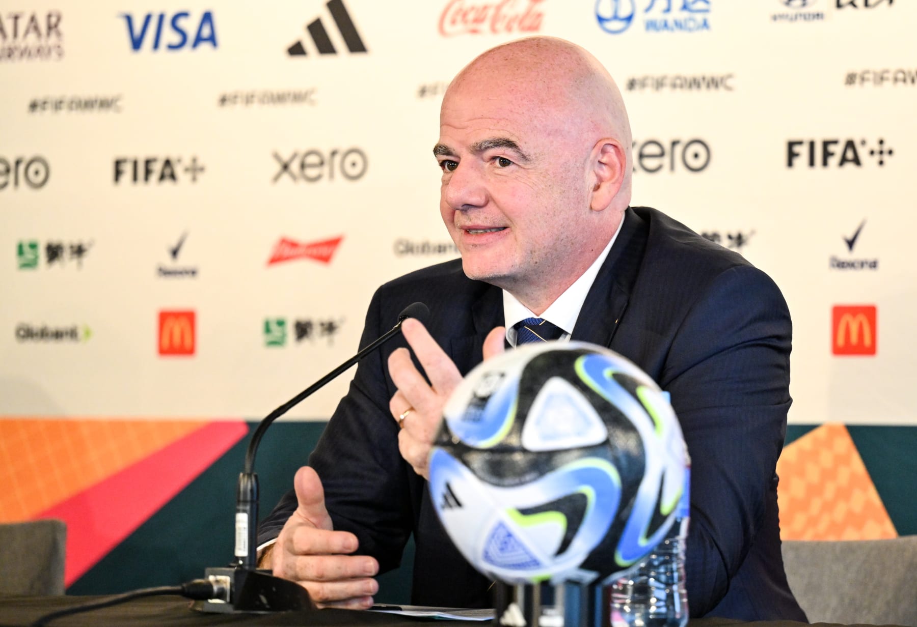 AUCKLAND, NEW ZEALAND - JULY 19: FIFA President Gianni Infantino during the Official Opening Press Conference - FIFA Women's World Cup Australia & New Zealand 2023 at Park Hyatt hotel on July 19, 2023 in Auckland / Tmaki Makaurau, New Zealand. (Photo by Harold Cunningham - FIFA/FIFA via Getty Images)