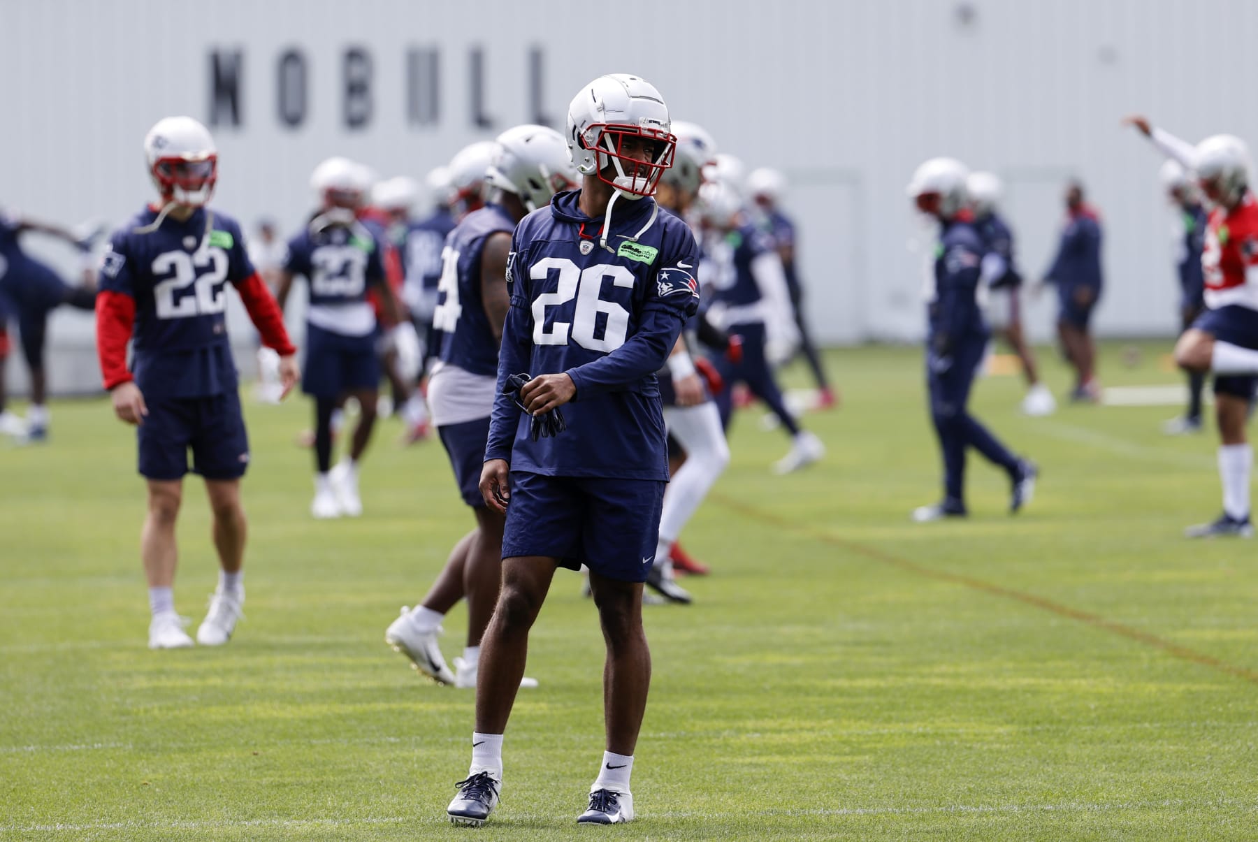 FOXBOROUGH, MA - JUNE 12: New England Patriots cornerback Shaun Wade (26) during New England Patriots Minicamp on June 12, 2023, at the Patriots Practice Facility at Gillette Stadium in Foxborough, Massachusetts. (Photo by Fred Kfoury III/Icon Sportswire via Getty Images)
