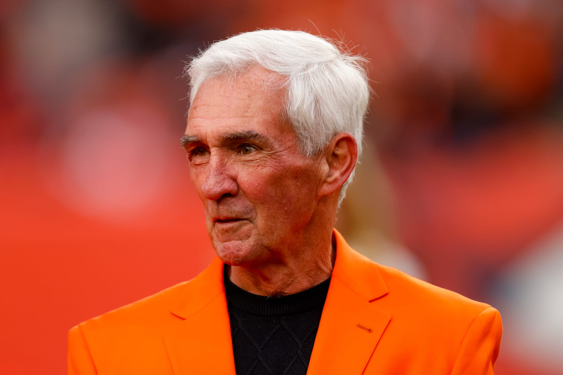DENVER, CO - OCTOBER 31:  Former Head Coach for the Denver Broncos Mike Shanahan stands on the field during halftime against the Washington Football Team at Empower Field at Mile High on October 31, 2021 in Denver, Colorado. (Photo by Justin Edmonds/Getty Images)