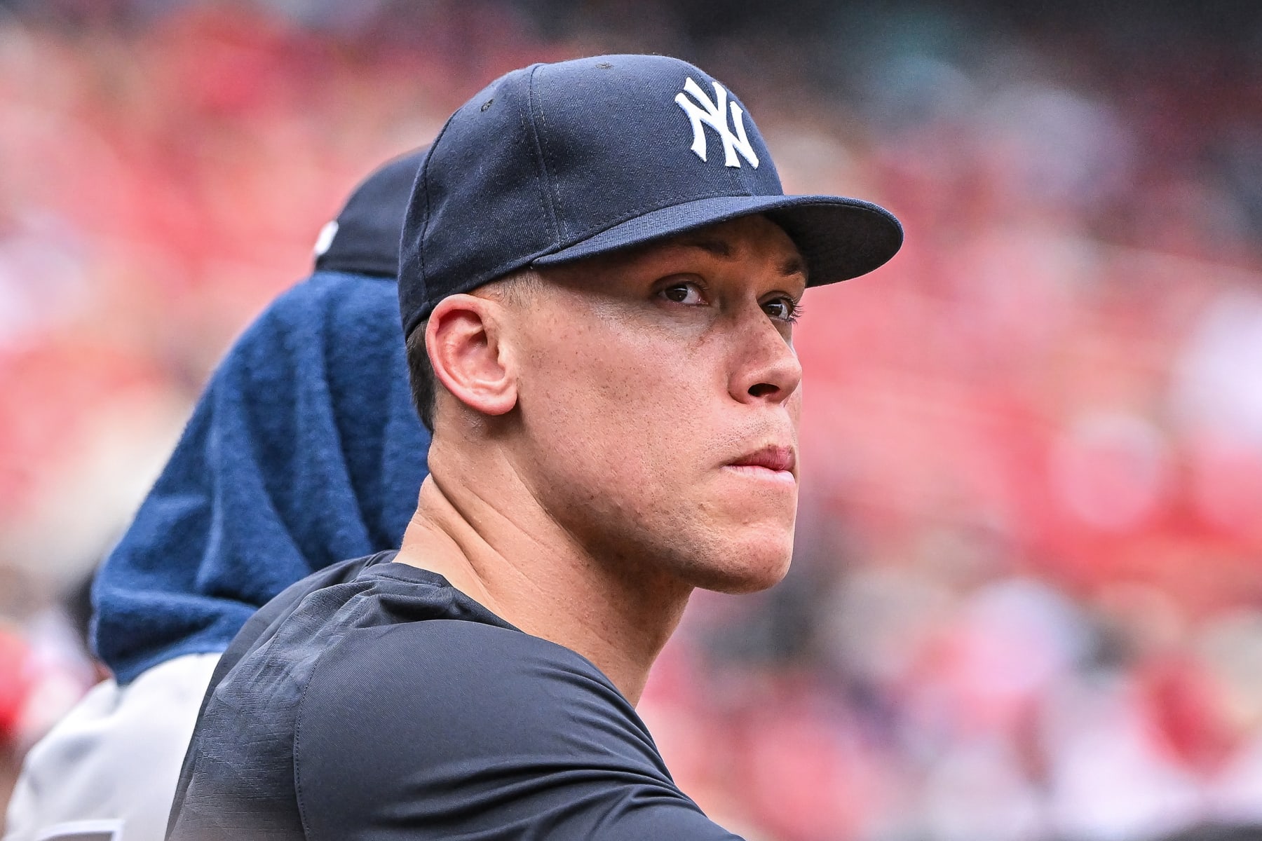 ST. LOUIS, MO - JUL 01: New York Yankees outfielder Aaron Judge (99) during game one of a doubleheader between the New York Yankees and the St. Louis Cardinals on July 01, 2023, at Busch Stadium in St. Louis MO (Photo by Rick Ulreich/Icon Sportswire via Getty Images)