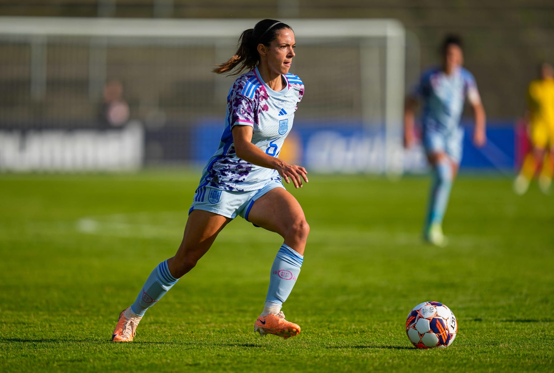 SOBORG, DENMARK - JULY 5: Aitana Bonmati of Spain controls the ball during the Women´s International Friendly match between Denmark and Spain on July 5, 2023 in Soborg, Denmark. (Photo by Ulrik Pedersen/DeFodi Images via Getty Images)