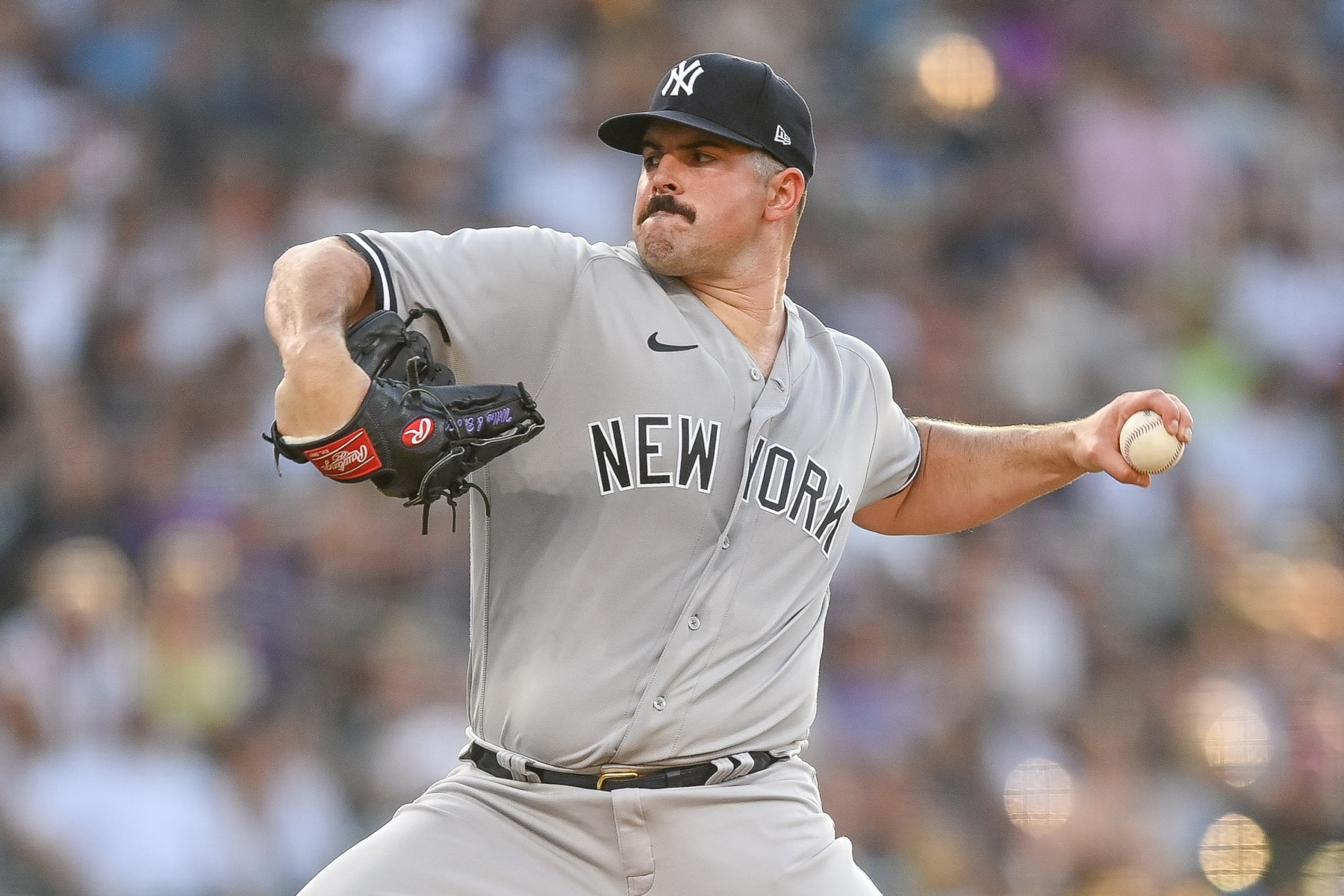 DENVER, CO - JULY 14: Carlos Rodon #55 of the New York Yankees pitches against the Colorado Rockies in the second inning of a game at Coors Field on July 14, 2023 in Denver, Colorado. (Photo by Dustin Bradford/Getty Images) DENVER, CO - JULY 14: Carlos Rodon #55 of the New York Yankees pitches against the Colorado Rockies in the second inning of a game at Coors Field on July 14, 2023 in Denver, Colorado. (Photo by Dustin Bradford/Getty Images)