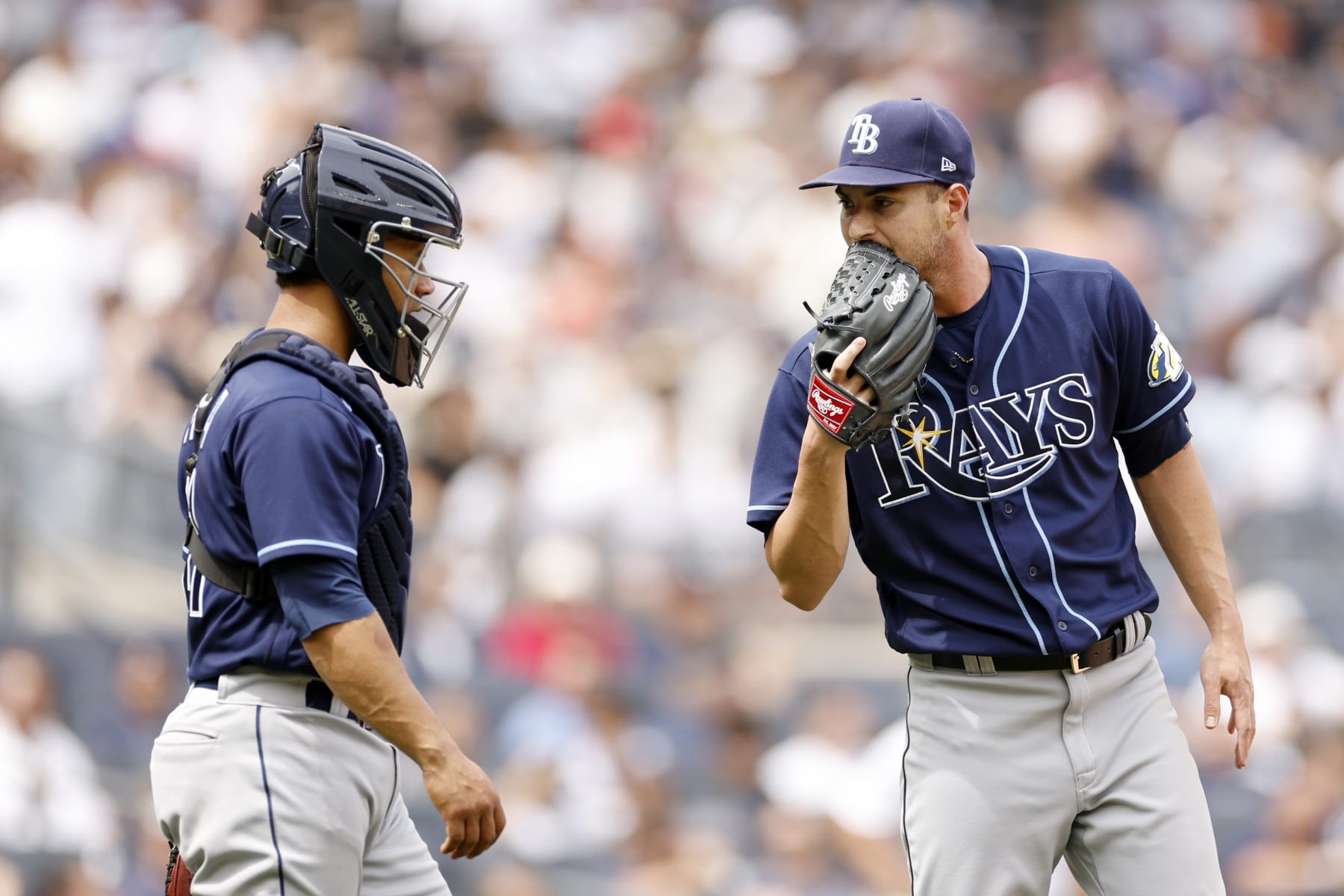 Tampa Bay's Francisco Mejía (L) and Shane McClanahan (R)