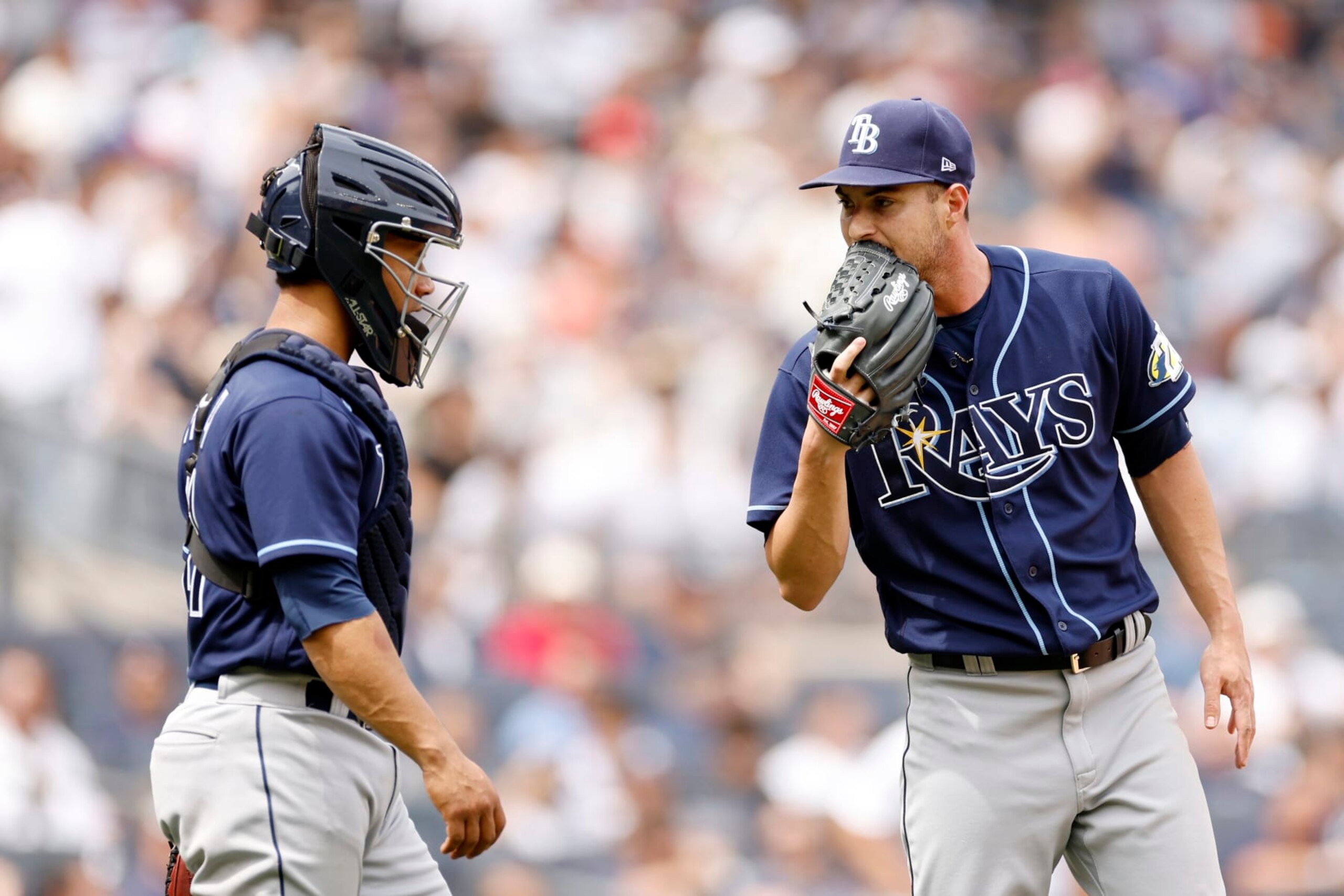 Tampa Bay's Francisco Mejía (L) and Shane McClanahan (R)