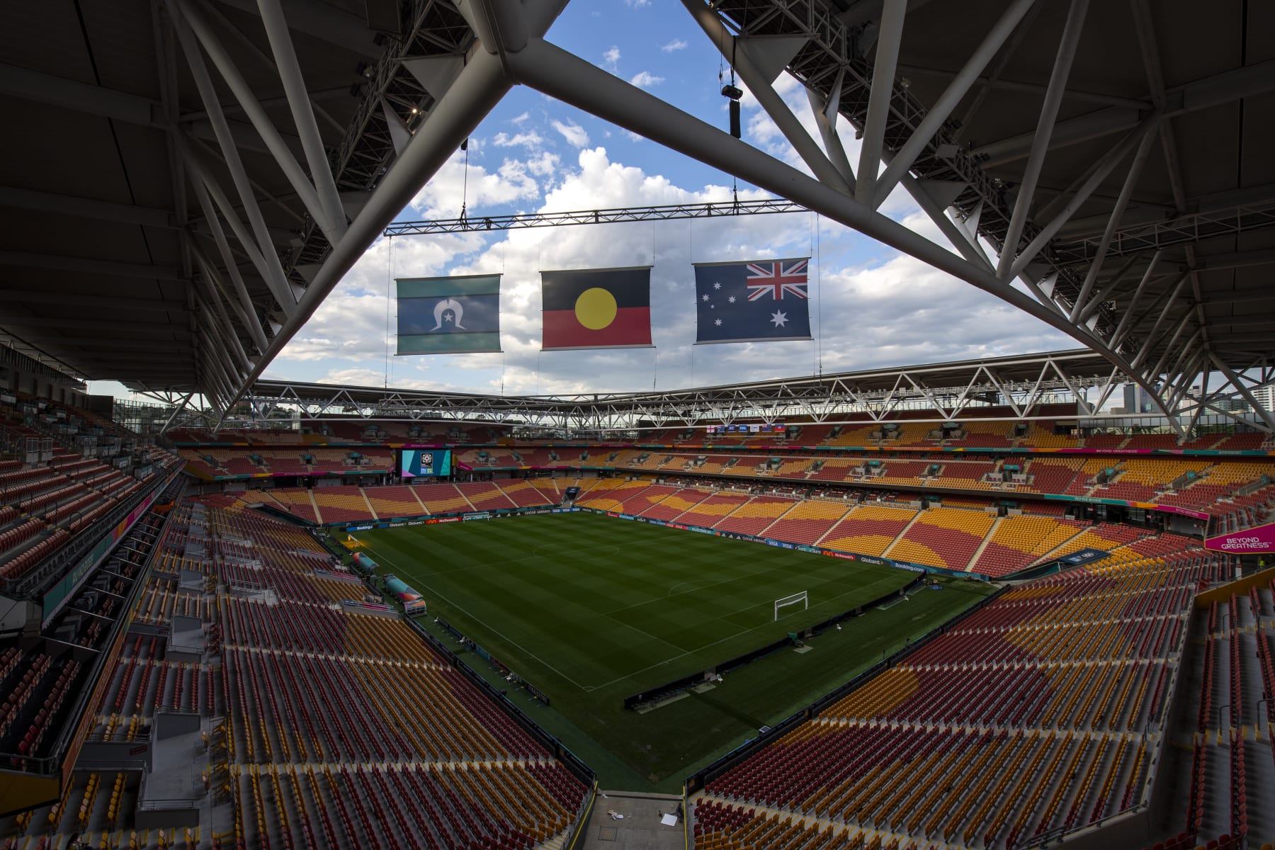 BRISBANE, AUSTRALIA - JULY 21: A general view of the Brisbane Stadium ahead of the FIFA World Cup Australia & New Zealand 2023 match between England and Haiti on July 21, 2023 in Brisbane, Australia. (Photo by Justin Setterfield/Getty Images)