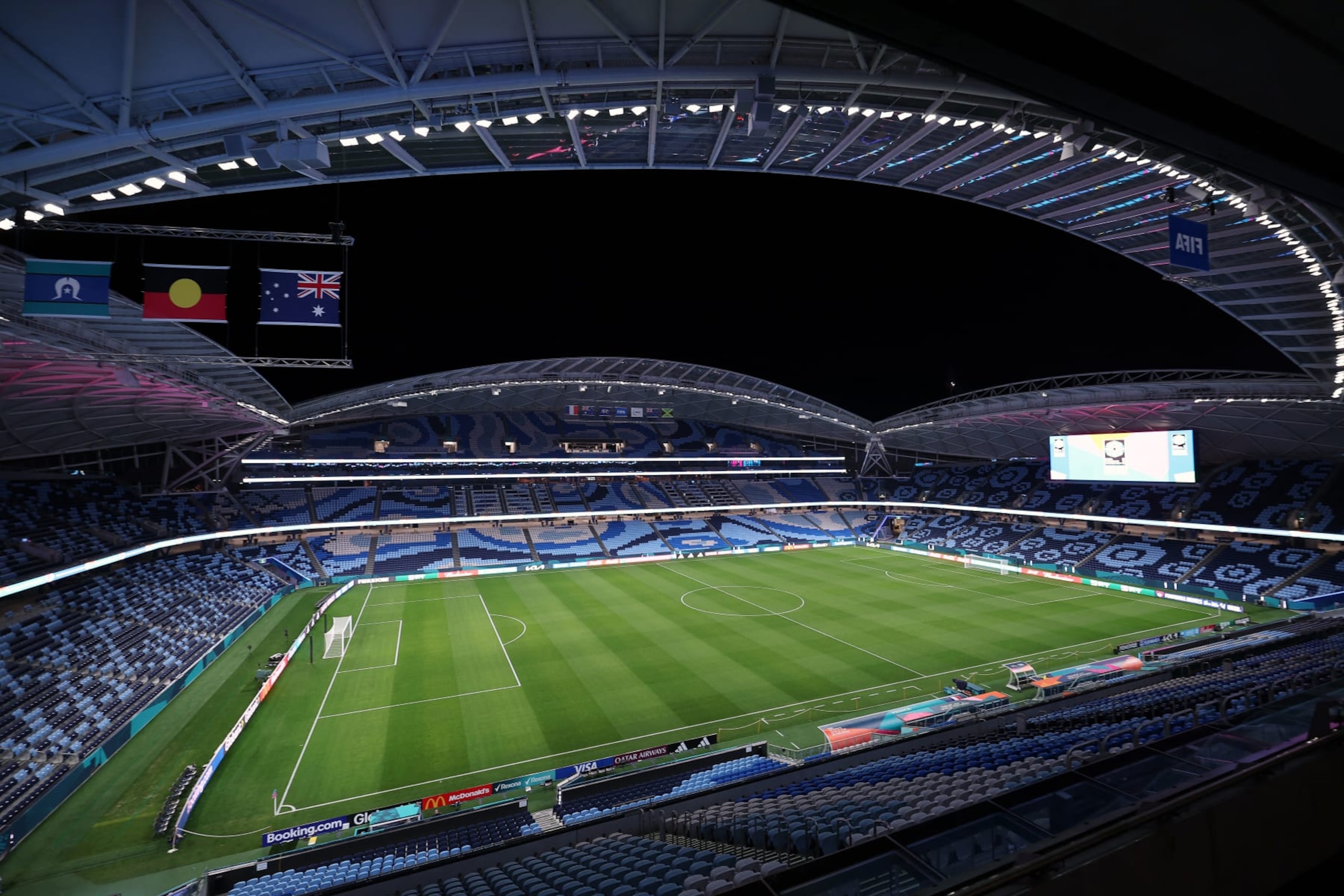 This picture shows a general view of the Jubilee Stadium in Sydney on July 22, 2023, on the eve of the Women's World Cup football match between France and Jamaica. (Photo by FRANCK FIFE / AFP) (Photo by FRANCK FIFE/AFP via Getty Images)