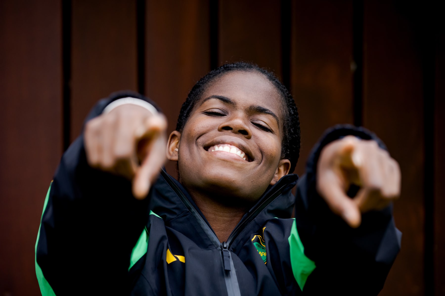 AMSTERDAM, NETHERLANDS - JULY 4: Khadija Shaw of Jamaica Women  during the   Training Jamaica Women at the Sportpark Only Friends on July 4, 2023 in Amsterdam Netherlands (Photo by Eric Verhoeven/Soccrates/Getty Images)