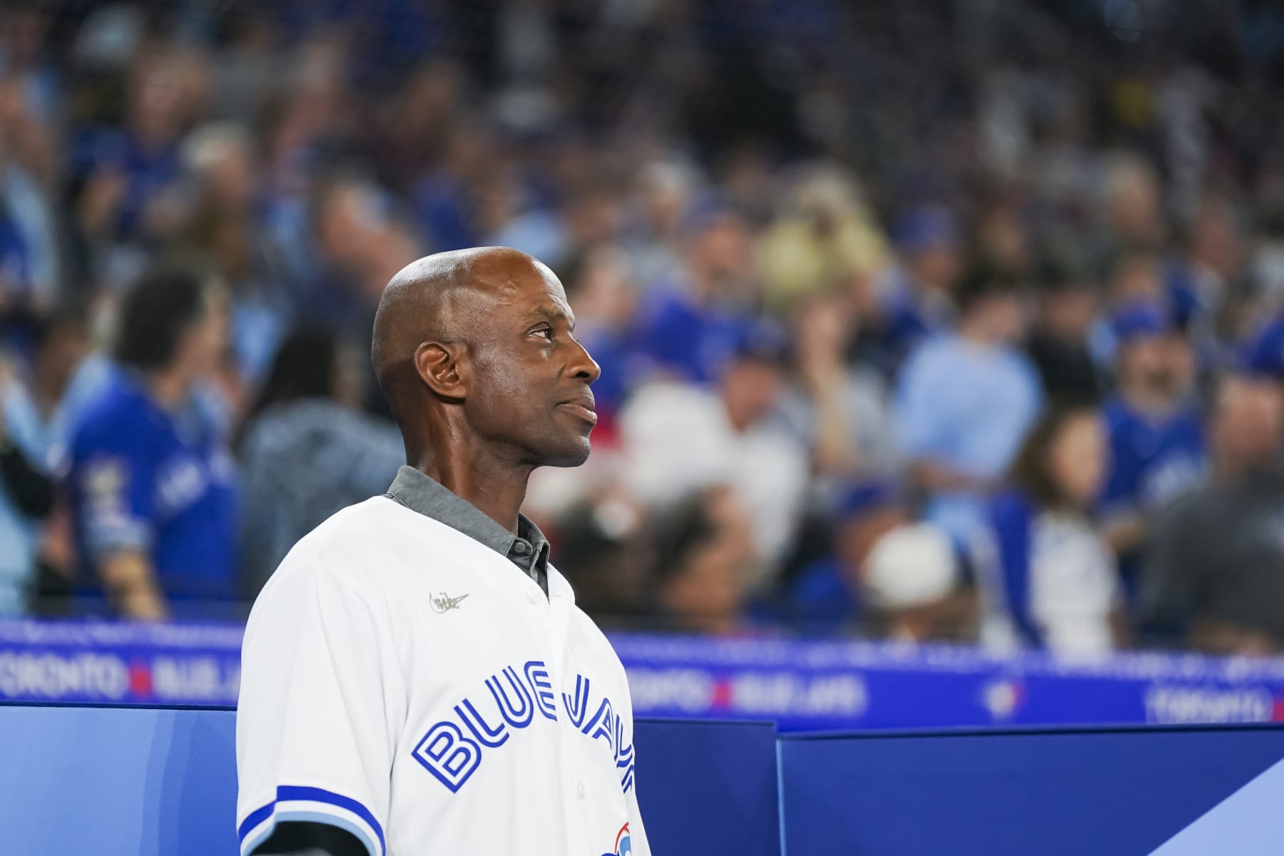 TORONTO, ON - APRIL 11: Former Toronto Blue Jay Fred McGriff prepares to throw out the first pitch prior to the game against the Detroit Tigers and the Toronto Blue Jays at the Rogers Centre on April 11, 2023 in Toronto, Ontario, Canada. (Photo by Thomas Skrlj/MLBPhotos via Getty Images)