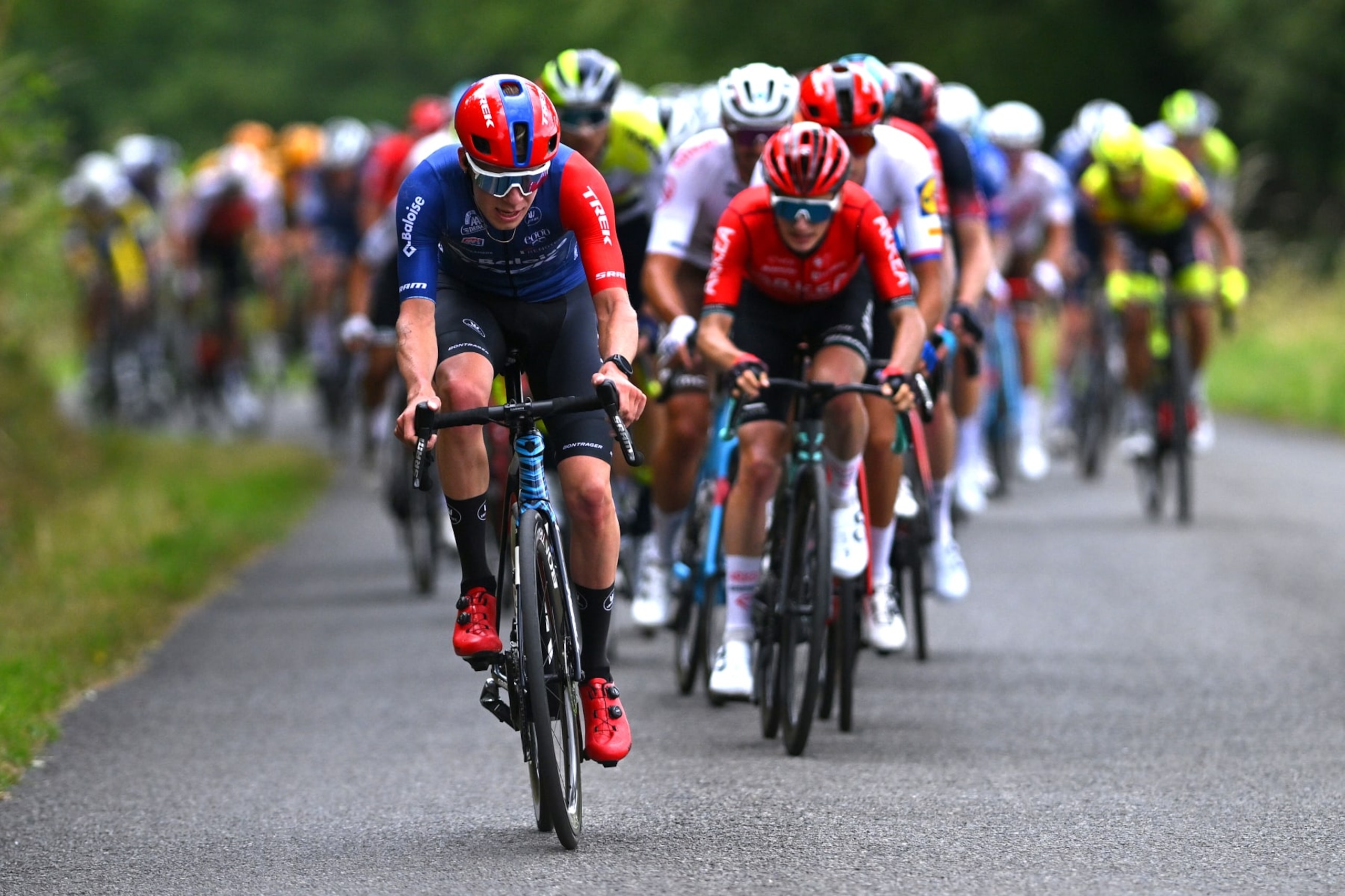 HAMOIR, BELGIUM - JULY 22: Pim Ronhaar of The Netherlands and Team Baloise-Trek Lions competes during the stage one of the 44th Ethias-Tour de Wallonie 2023 a 189.6km stage from Huy to Hamoir / #UCIWT / on July 22, 2023 in Hamoir, Belgium. (Photo by Luc Claessen/Getty Images)