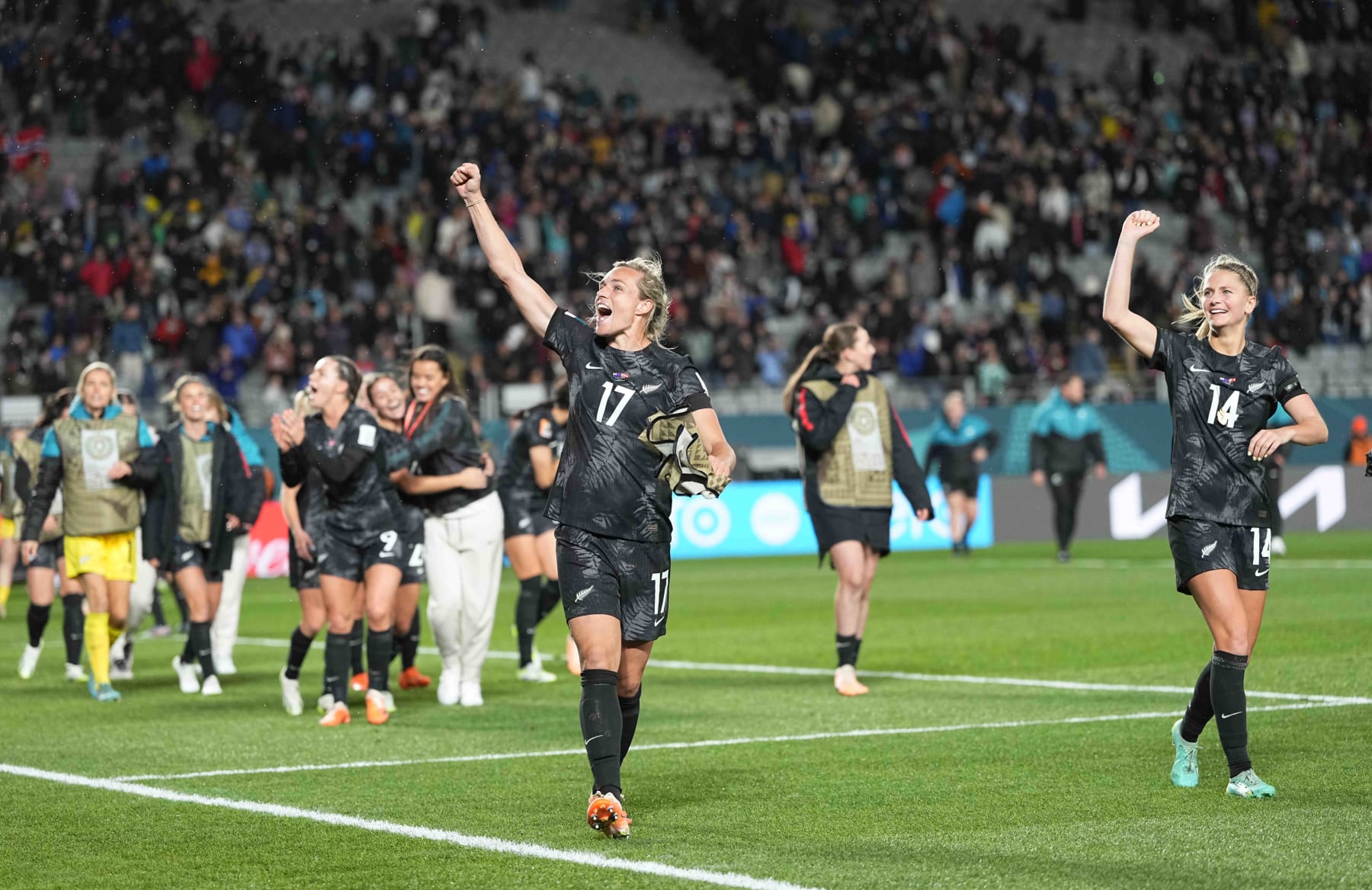 AUCKLAND, NEW ZEELAND - JULY 20: Hannah Wilkinson of New Zealand post game celebration after the FIFA Women's World Cup Australia and New Zealand 2023 Group A match between New Zealand and Norway at Eden Park on July 20, 2023 in Auckland, New Zealand. (Photo by Ulrik Pedersen/DeFodi Images via Getty Images)