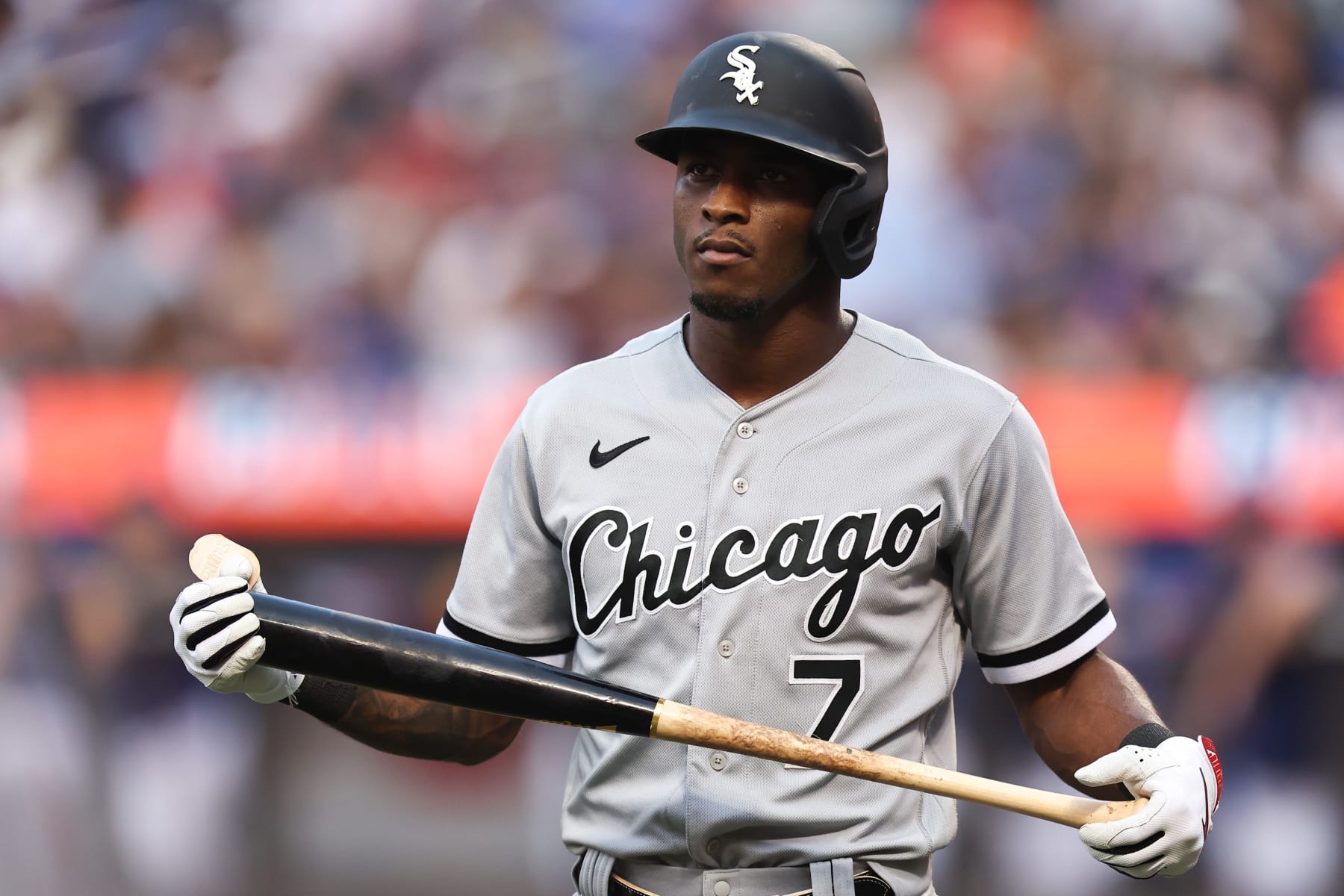 NEW YORK, NEW YORK - JULY 19: Tim Anderson #7 of the Chicago White Sox walks to the dugout after striking out during the first inning against the New York Mets at Citi Field on July 19, 2023 in New York City. (Photo by Dustin Satloff/Getty Images)