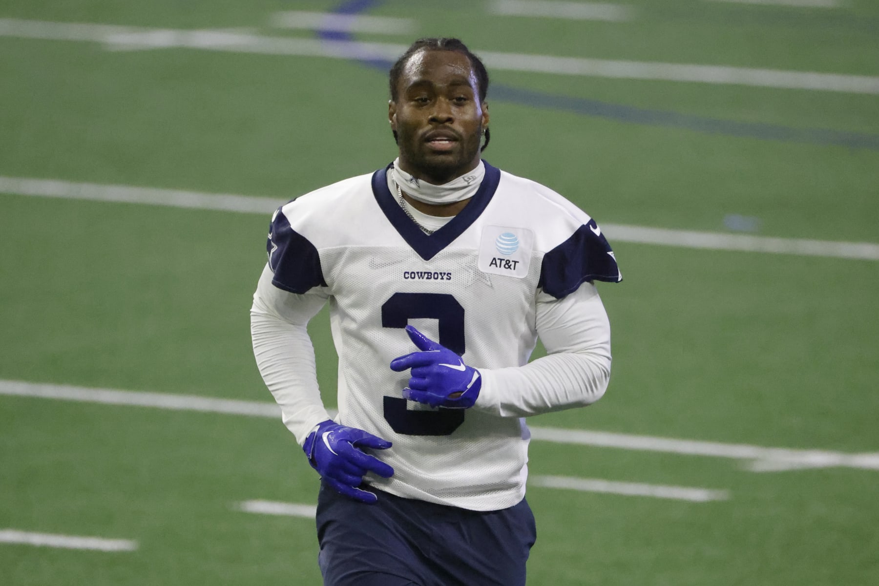 Dallas Cowboys wide receiver Brandin Cooks (3) runs off the field during NFL football practice at the team's training facility in Frisco, Texas, Thursday, May. 25, 2023. (AP Photo/Michael Ainsworth)