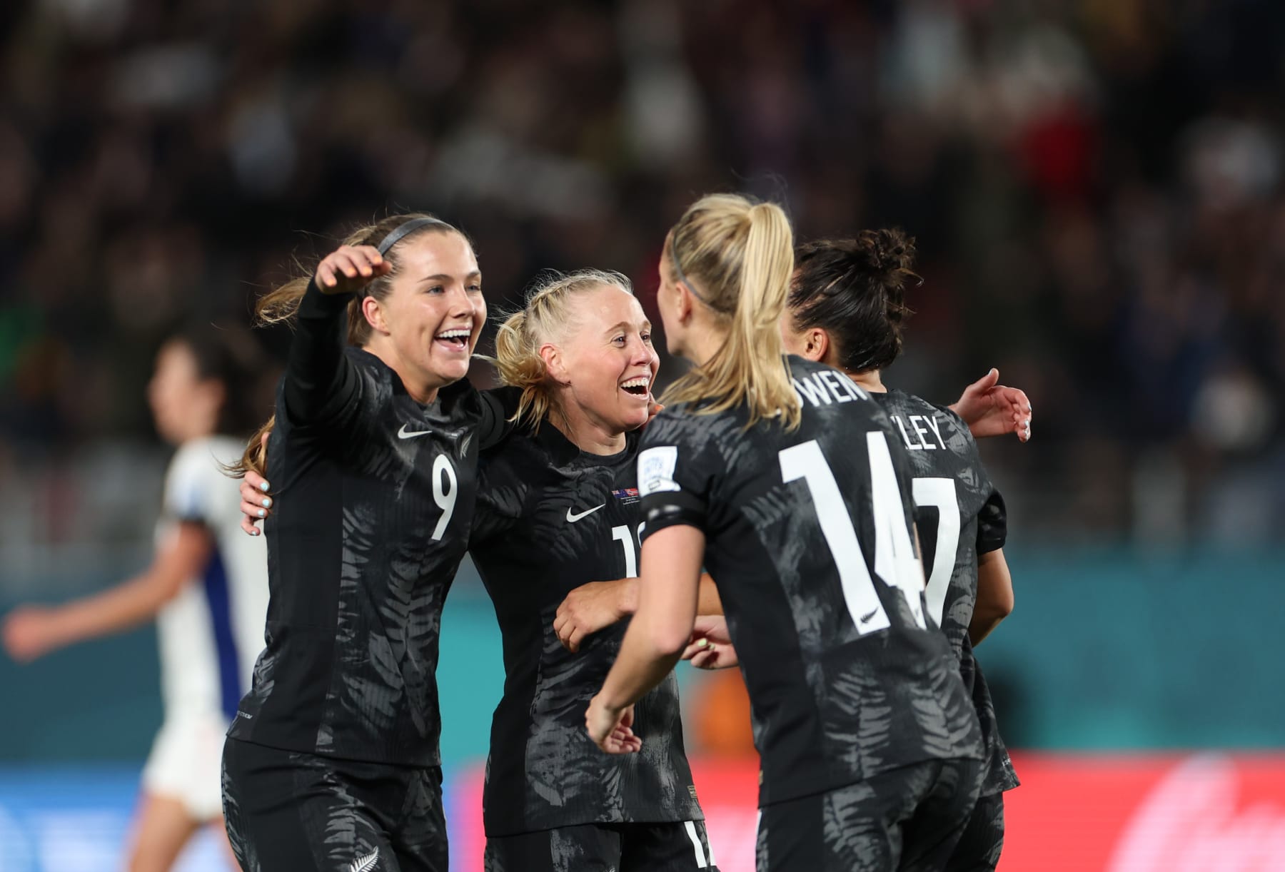 Players of of New Zealand celebrate after the group A match between New Zealand and Norway at the FIFA Women's World Cup Australia & New Zealand 2023 in Auckland, New Zealand, July 20, 2023. (Photo by Qin Lang/Xinhua via Getty Images)