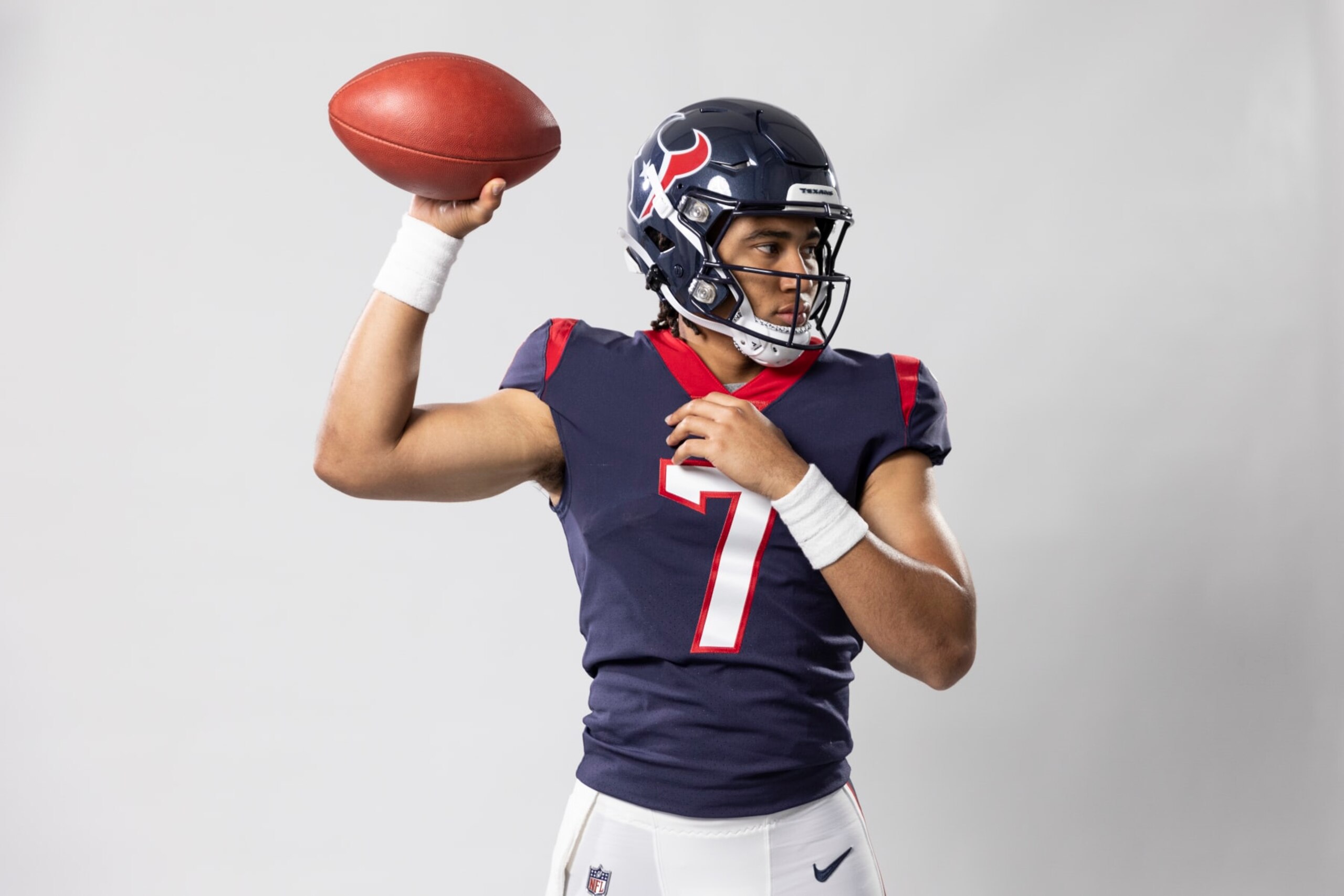LOS ANGELES, CALIFORNIA - MAY 20: C.J. Stroud #7 of the Houston Texans poses for a portrait during the NFLPA Rookie Premiere on May 20, 2023 in Los Angeles, California. (Photo by Michael Owens/Getty Images)