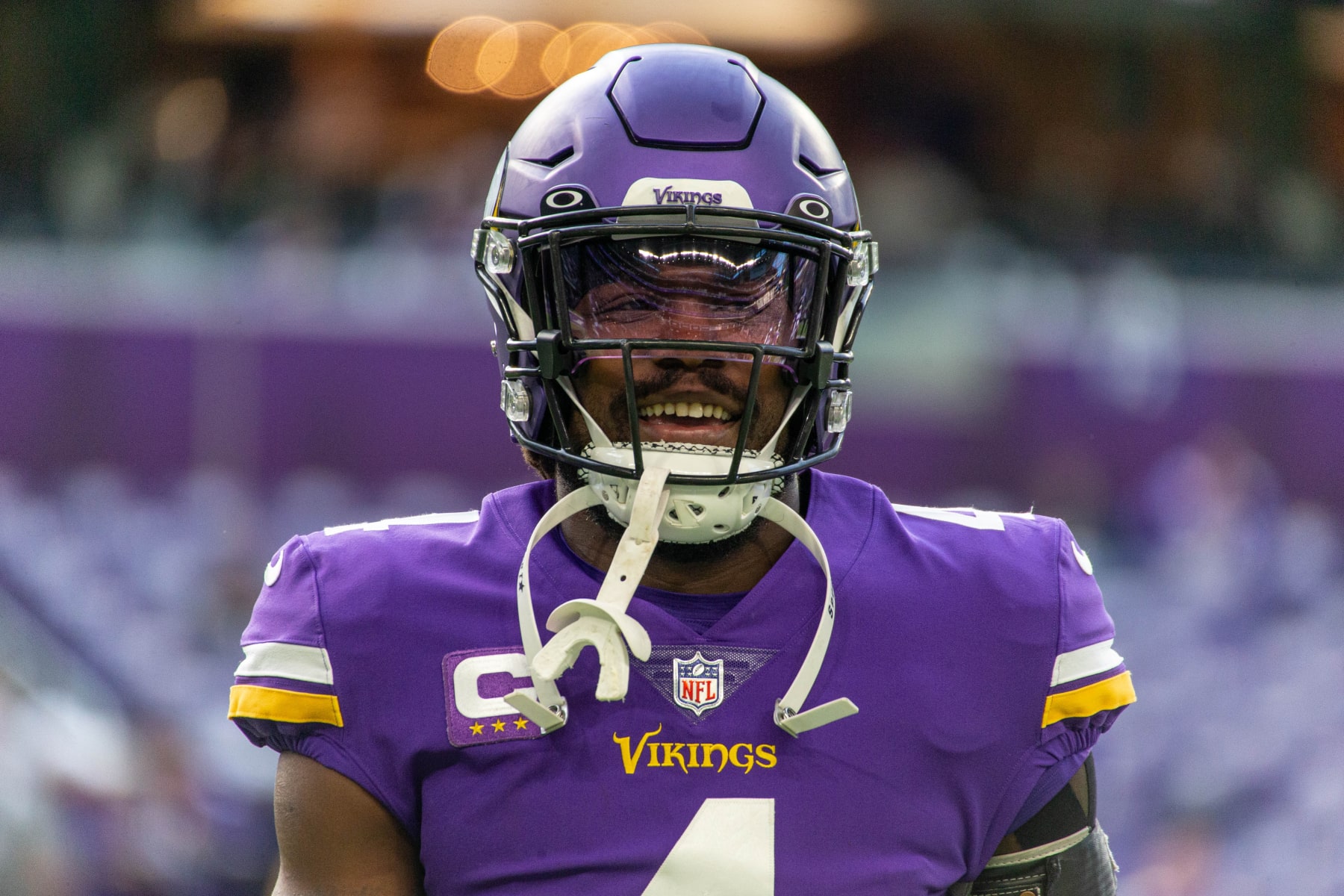 MINNEAPOLIS, MN - DECEMBER 04: Minnesota Vikings running back Dalvin Cook (4) looks on before the NFL game between the New York Jets and the Minnesota Vikings on December 4th, 2022, at U.S. Bank Stadium, in Minneapolis, MN. (Photo by Bailey Hillesheim/Icon Sportswire via Getty Images)
