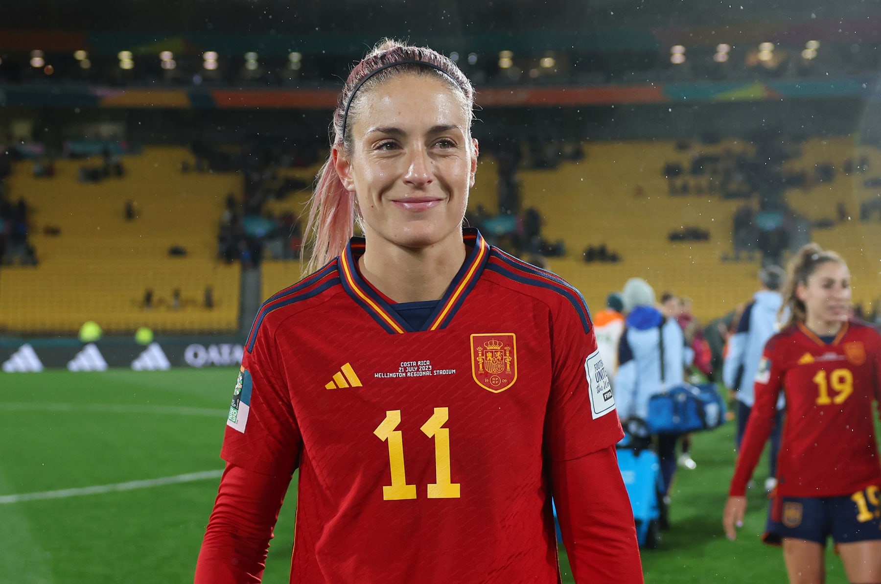 WELLINGTON, NEW ZEALAND - JULY 21: Alexia Putellas of Spain celebrates her team's 3-0 victory in the FIFA Women's World Cup Australia & New Zealand 2023 Group C match between Spain and Costa Rica at Wellington Regional Stadium on July 21, 2023 in Wellington / Te Whanganui-a-Tara, New Zealand. (Photo by Maja Hitij - FIFA/FIFA via Getty Images)