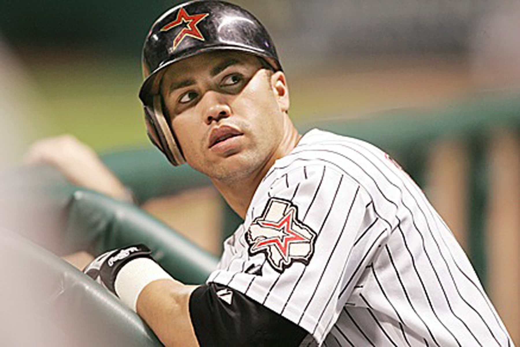 UNITED STATES - OCTOBER 18:  Baseball: NL playoffs, Closeup of Houston Astros Carlos Beltran during game vs St, Louis Cardinals, Houston, TX 10/18/2004  (Photo by John Biever/Sports Illustrated via Getty Images)  (SetNumber: X72083 TK5)