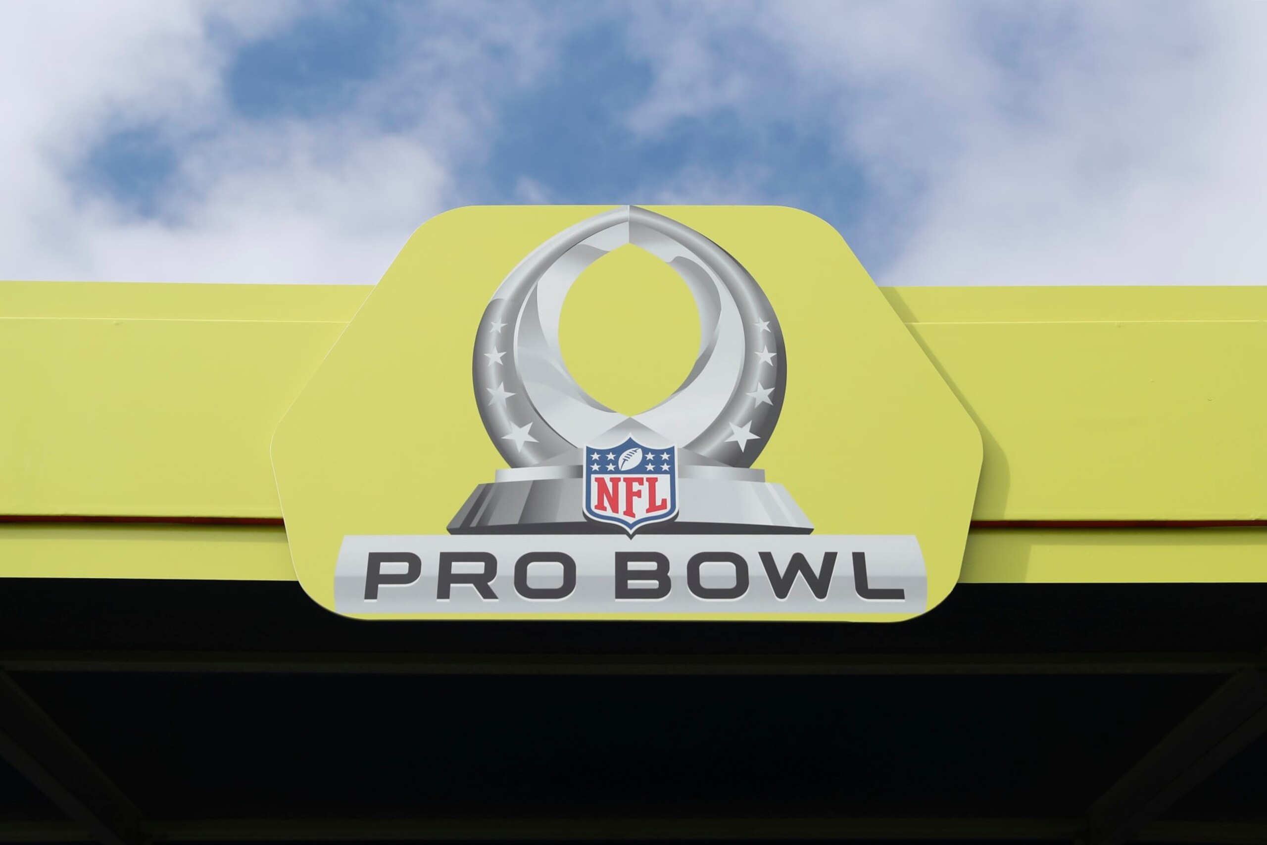 A general view of the NFL Pro Bowl logo is seen during Pro Bowl NFL football practice, Wednesday, Jan. 22, 2020, in Kissimmee, Fla. (AP Photo/Steve Luciano)