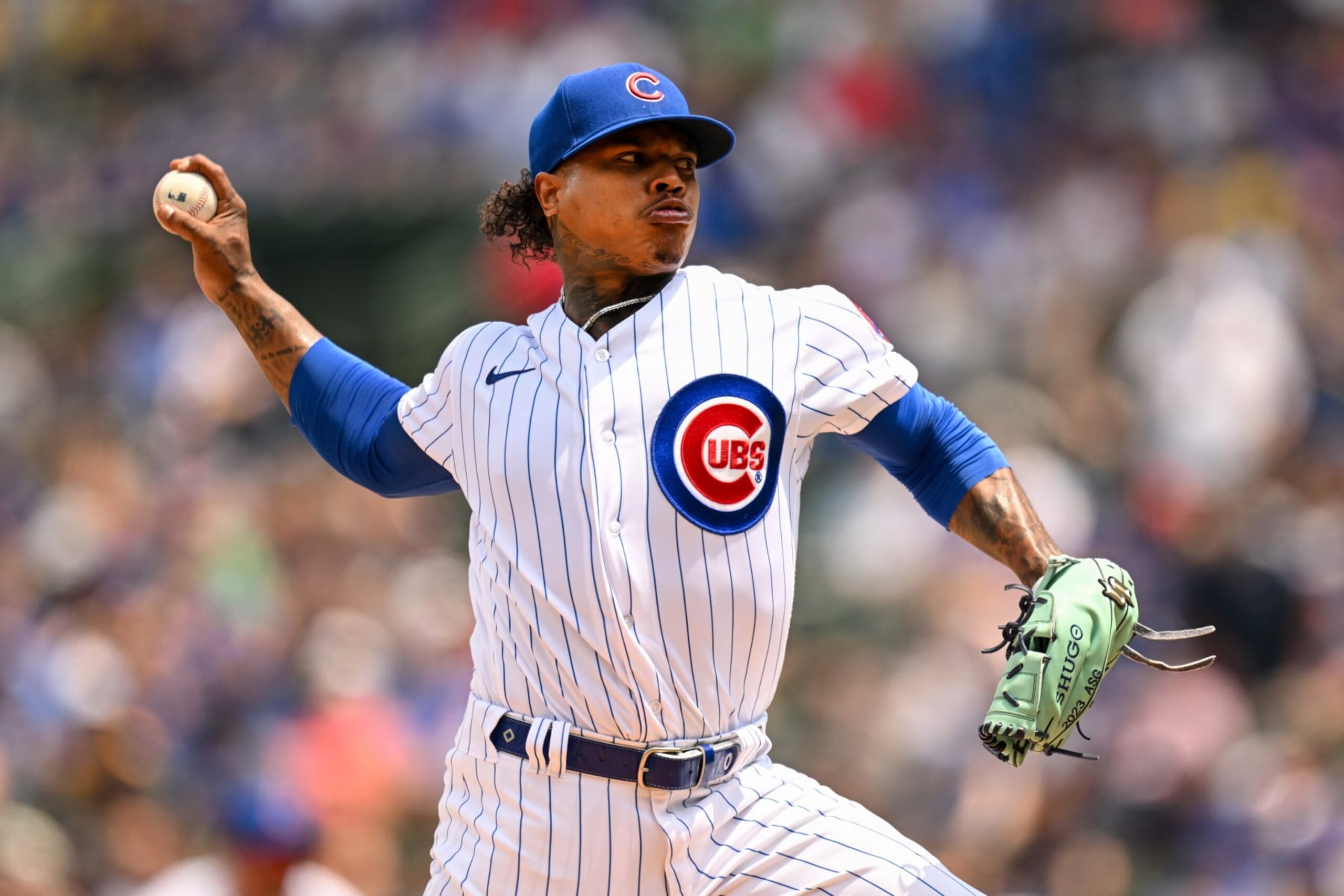 CHICAGO, ILLINOIS - JULY 15: Starting pitcher Marcus Stroman #0 of the Chicago Cubs pitches in the first inning of the game against the Boston Red Sox at Wrigley Field on July 15, 2023 in Chicago, Illinois. (Photo by Quinn Harris/Getty Images)