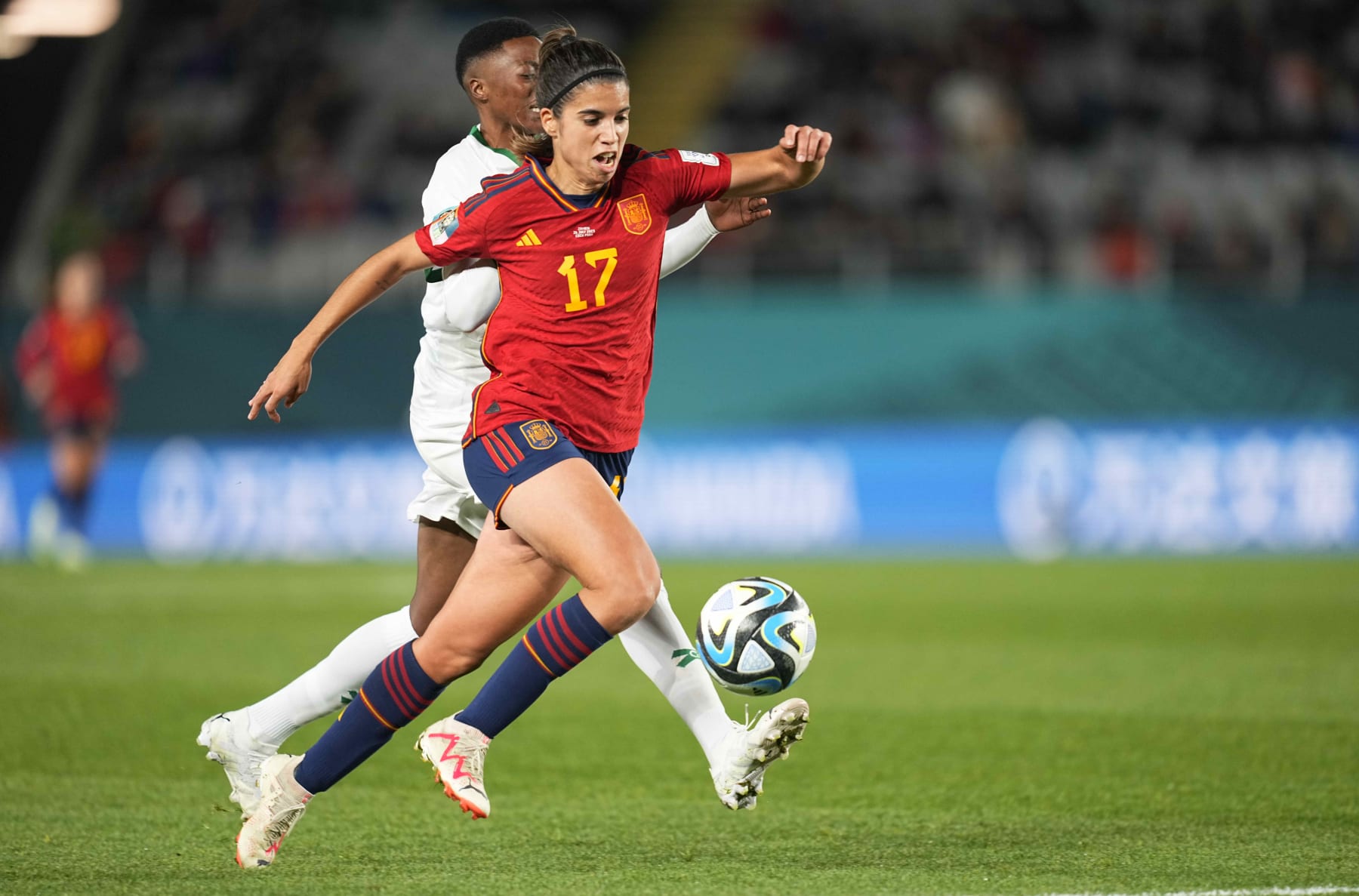 AUCKLAND, NEW ZEELAND - JULY 26: Alba Redondo of Spain controls the ball during the FIFA Women's World Cup Australia & New Zealand 2023 Group C match between Spain and Zambia at Eden Park on July 26, 2023 in Auckland, New Zealand. (Photo by Ulrik Pedersen/DeFodi Images via Getty Images)