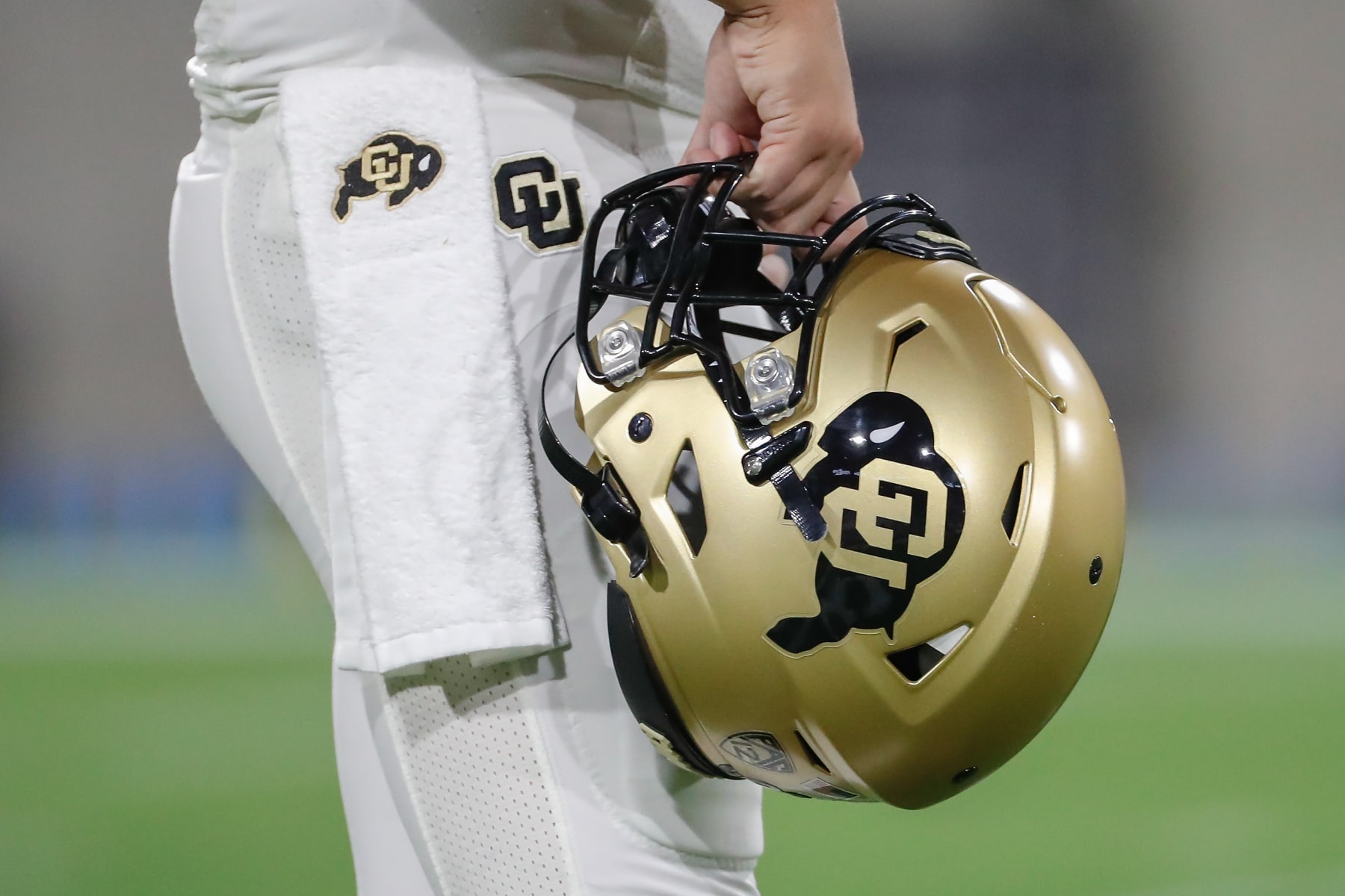 TEMPE, AZ - SEPTEMBER 25:  A player holds a Colorado Buffaloes helmet before the college football game between the Colorado Buffaloes and the Arizona State Sun Devils on September 25, 2021 at Sun Devil Stadium in Tempe, Arizona. (Photo by Kevin Abele/Icon Sportswire via Getty Images)