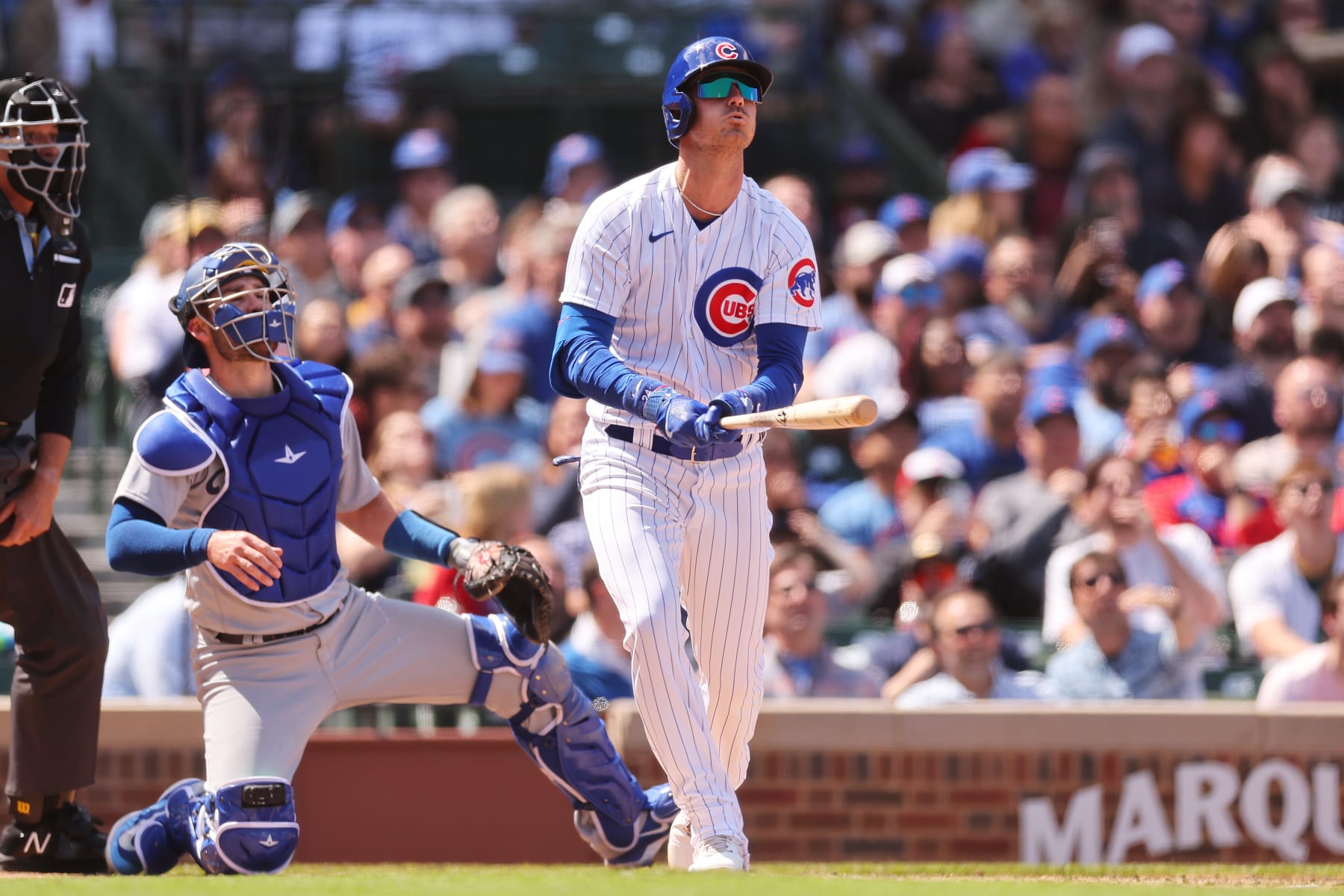 CHICAGO, ILLINOIS - APRIL 21: Cody Bellinger #24 of the Chicago Cubs hits a solo home run off Julio Urias #7 of the Los Angeles Dodgers during the third inning at Wrigley Field on April 21, 2023 in Chicago, Illinois. (Photo by Michael Reaves/Getty Images)