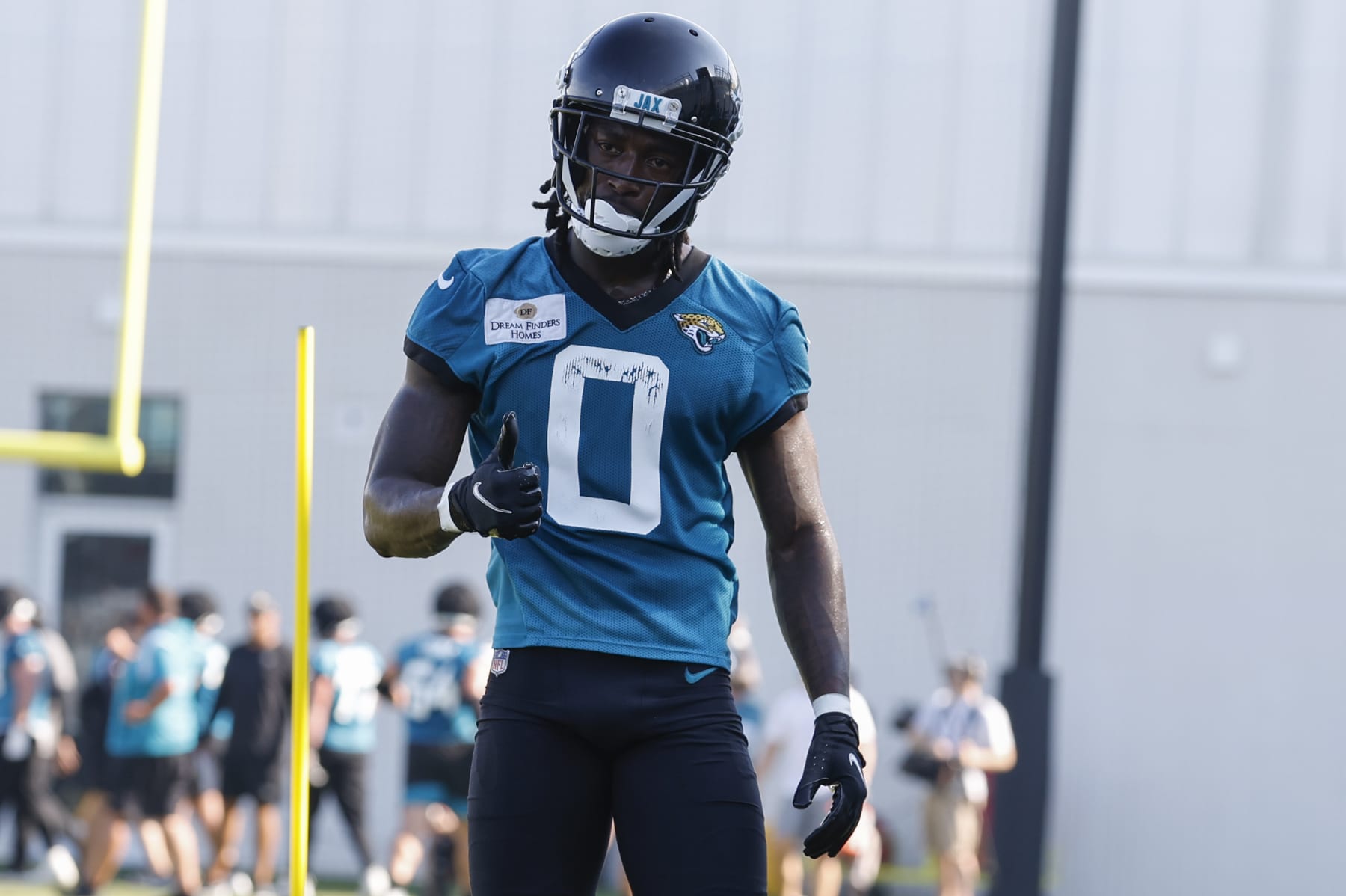 JACKSONVILLE, FL - JULY 26: Jacksonville Jaguars Wide Receiver Calvin Ridley (0) during Training Camp on July 26, 2023 at the Miller Electric Center in Jacksonville, Fl. (Photo by David Rosenblum/Icon Sportswire via Getty Images) JACKSONVILLE, FL - JULY 26: Jacksonville Jaguars Wide Receiver Calvin Ridley (0) during Training Camp on July 26, 2023 at the Miller Electric Center in Jacksonville, Fl. (Photo by David Rosenblum/Icon Sportswire via Getty Images)