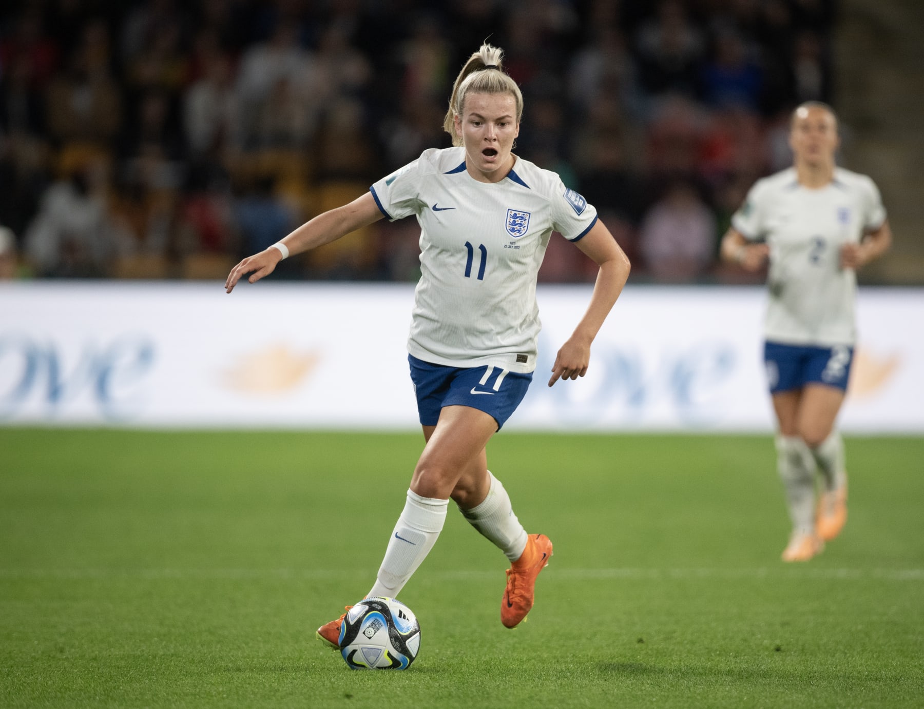 BRISBANE, AUSTRALIA - JULY 22: Lauren Hemp of England in action during the FIFA Women's World Cup Australia & New Zealand 2023 Group D match between England and Haiti at Brisbane Stadium on July 22, 2023 in Brisbane, Australia. (Photo by Joe Prior/Visionhaus via Getty Images) BRISBANE, AUSTRALIA - JULY 22: Lauren Hemp of England in action during the FIFA Women's World Cup Australia & New Zealand 2023 Group D match between England and Haiti at Brisbane Stadium on July 22, 2023 in Brisbane, Australia. (Photo by Joe Prior/Visionhaus via Getty Images)
