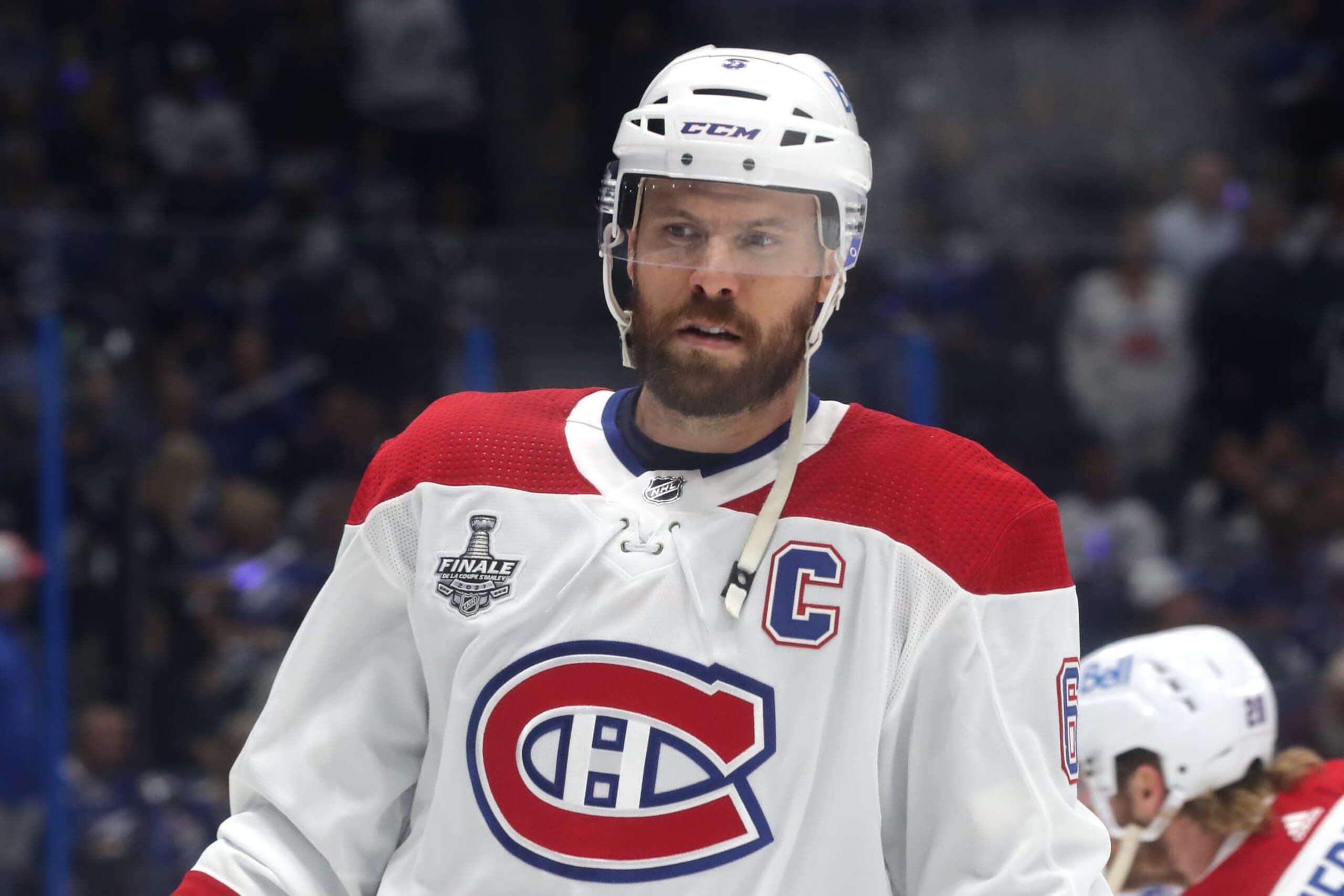 TAMPA, FLORIDA - JUNE 28:  Shea Weber #6 of the Montreal Canadiens skates in warm-ups prior to Game One of the 2021 NHL Stanley Cup Final against the Tampa Bay Lightning at the Amalie Arena on June 28, 2021 in Tampa, Florida. (Photo by Mike Carlson/Getty Images)