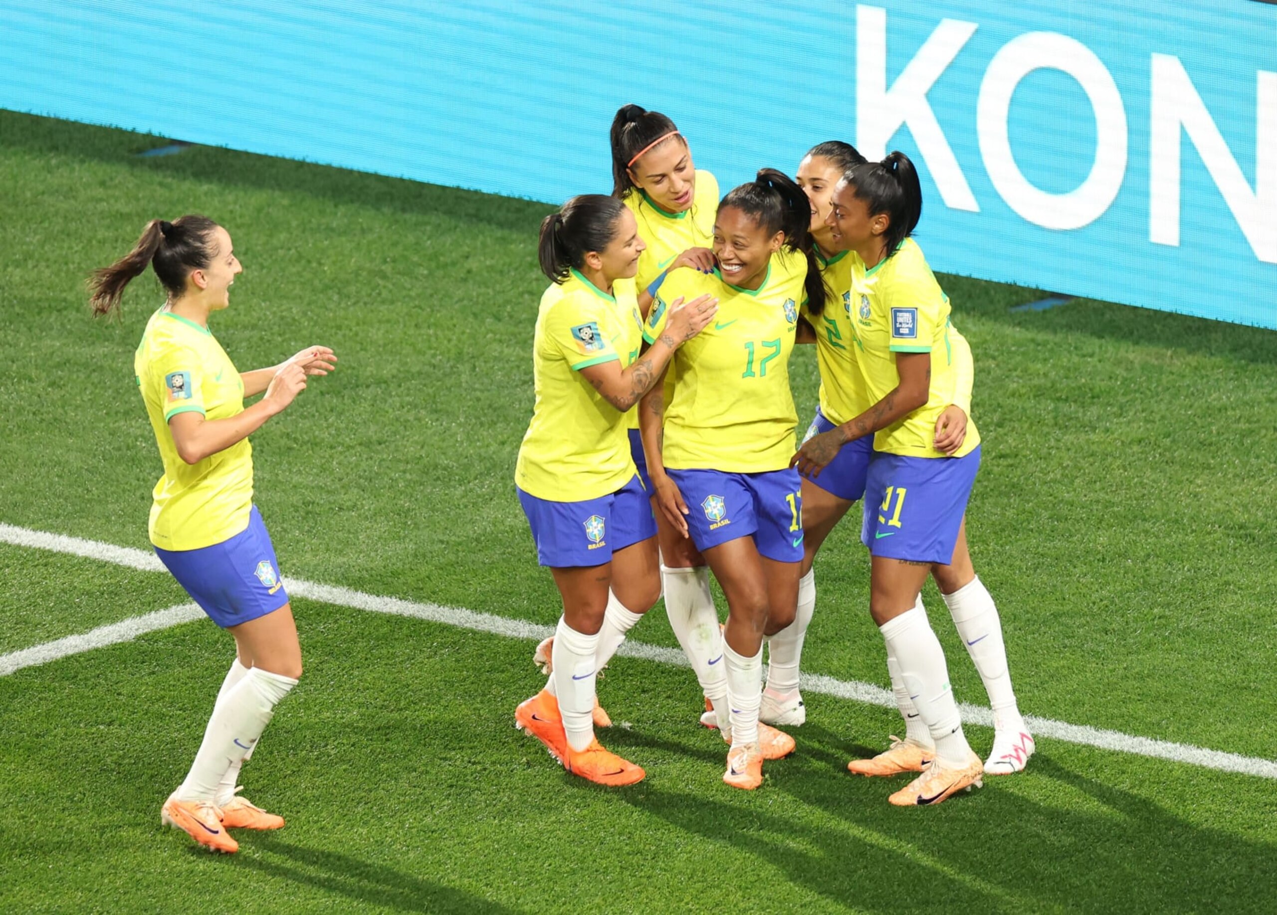 Ary Borges 3rd R of Brazil celebrates after scoring during the Group F match between Brazil and Panama at the 2023 FIFA Women's World Cup in Adelaide, Australia, July 24, 2023. (Photo by Ding Xu/Xinhua via Getty Images)