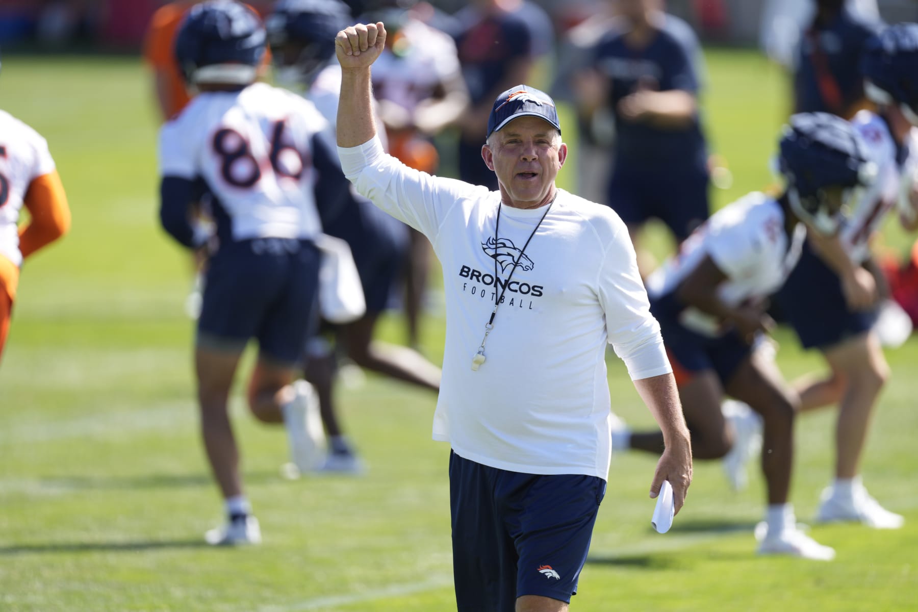 Denver Broncos head coach Sean Payton looks on during an NFL football training camp session at the team's headquarters Thursday, July 27, 2023, in Centennial, Colo. (AP Photo/David Zalubowski) Denver Broncos head coach Sean Payton looks on during an NFL football training camp session at the team's headquarters Thursday, July 27, 2023, in Centennial, Colo. (AP Photo/David Zalubowski)