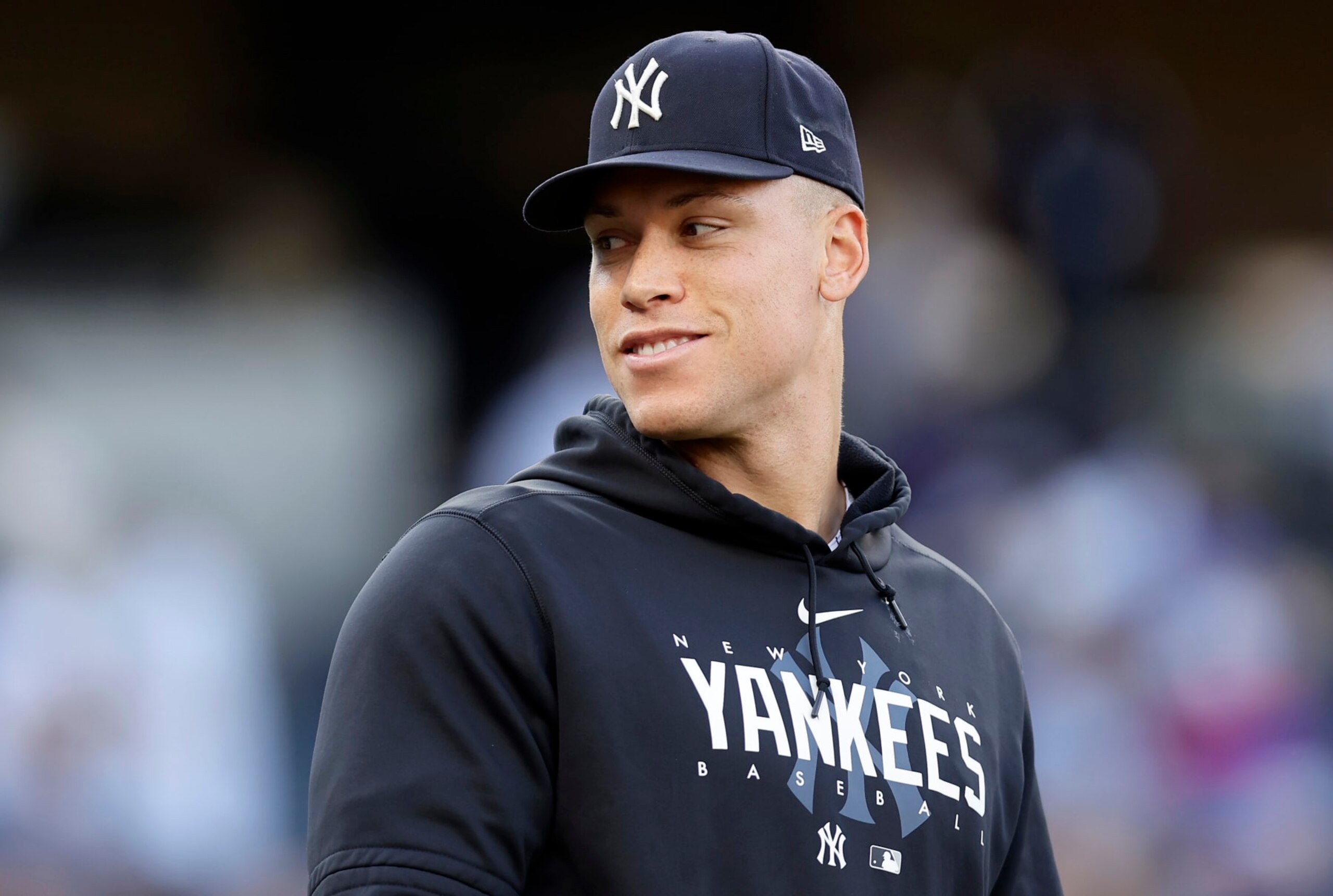 NEW YORK, NEW YORK - JUNE 24:  Aaron Judge #99 of the New York Yankees looks on after a game against the Texas Rangers at Yankee Stadium on June 24, 2023 in the Bronx borough of New York City. (Photo by Jim McIsaac/Getty Images)