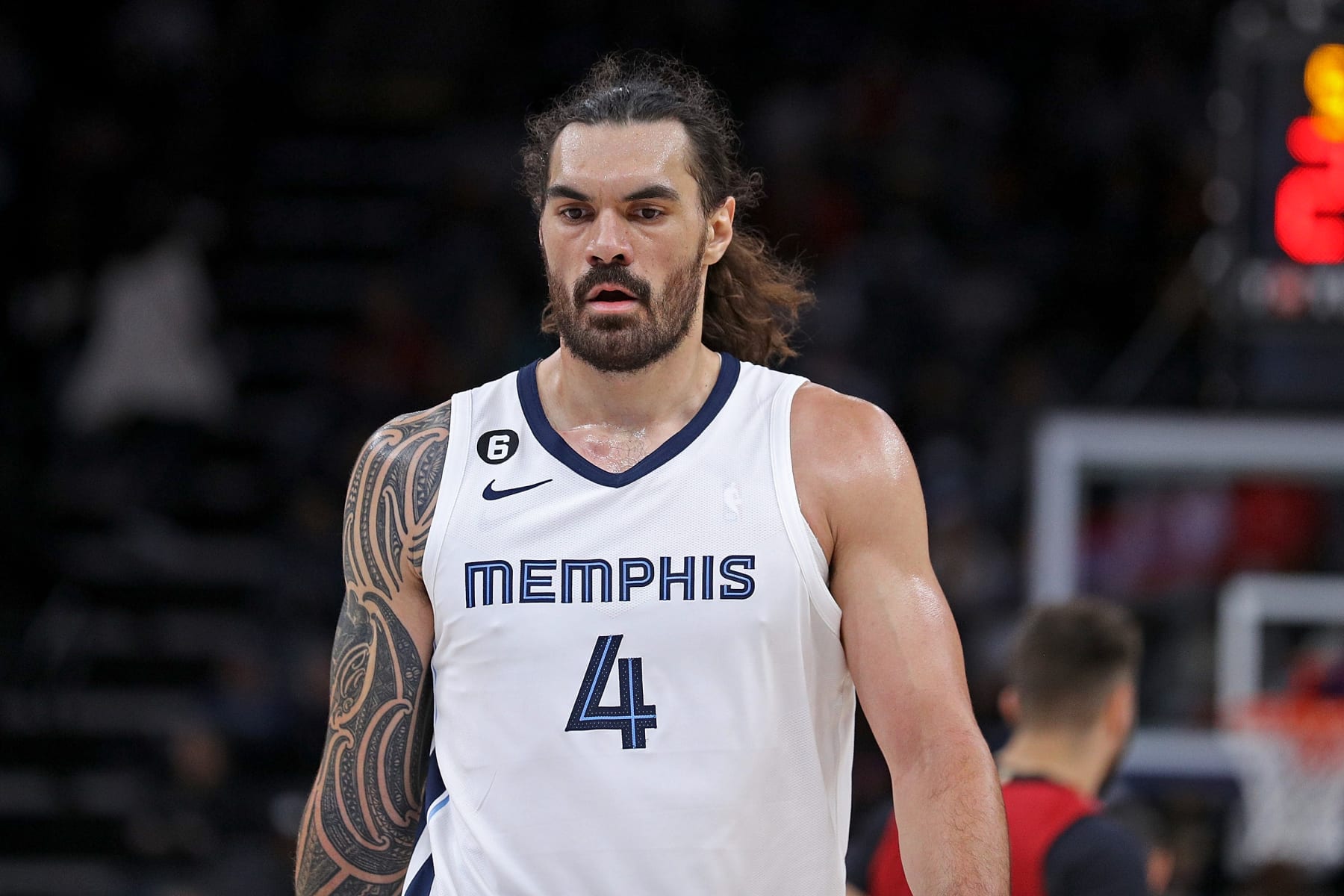 MEMPHIS, TENNESSEE - DECEMBER 05: Steven Adams #4 of the Memphis Grizzlies during the game against the Miami Heat at FedExForum on December 05, 2022 in Memphis, Tennessee. NOTE TO USER: User expressly acknowledges and agrees that, by downloading and or using this photograph, User is consenting to the terms and conditions of the Getty Images License Agreement. (Photo by Justin Ford/Getty Images)