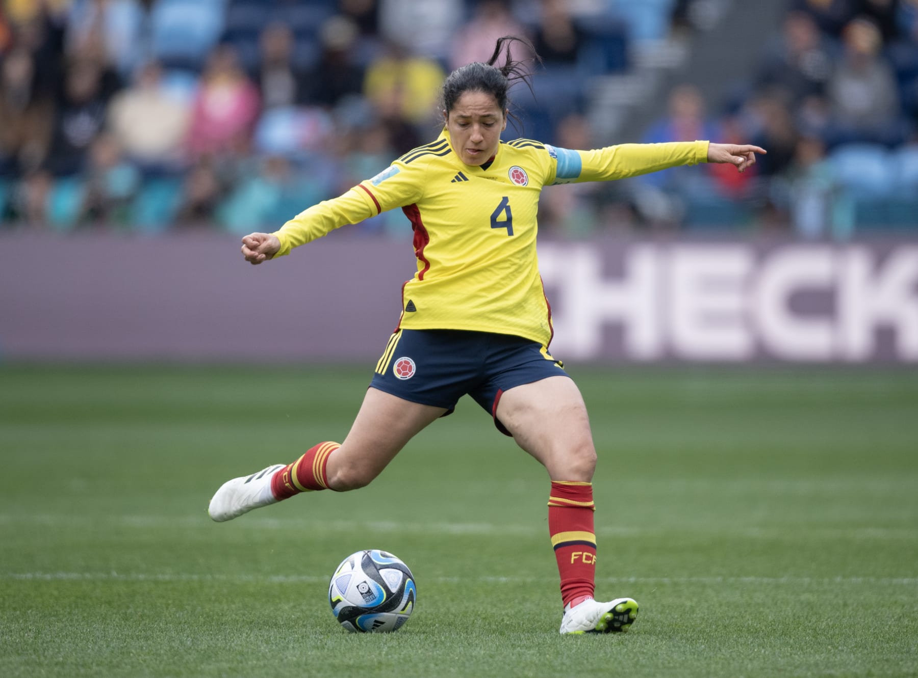 SYDNEY, AUSTRALIA - JULY 25: Diana Ospina Garcia of Colombia in action during the FIFA Women's World Cup Australia & New Zealand 2023 Group H match between Colombia and Korea Republic at Sydney Football Stadium on July 25, 2023 in Sydney, Australia. (Photo by Joe Prior/Visionhaus via Getty Images)