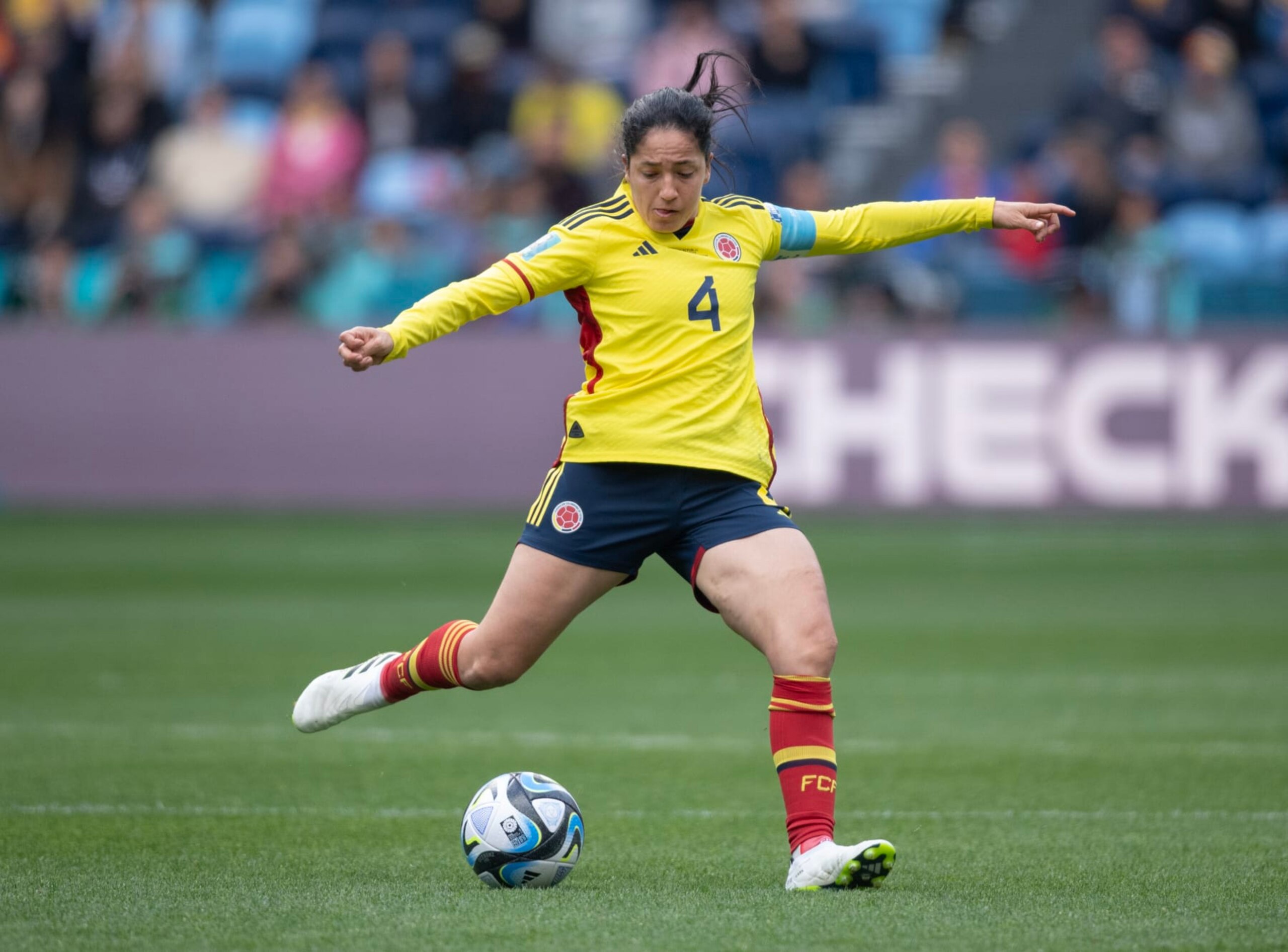 SYDNEY, AUSTRALIA - JULY 25: Diana Ospina Garcia of Colombia in action during the FIFA Women's World Cup Australia & New Zealand 2023 Group H match between Colombia and Korea Republic at Sydney Football Stadium on July 25, 2023 in Sydney, Australia. (Photo by Joe Prior/Visionhaus via Getty Images)