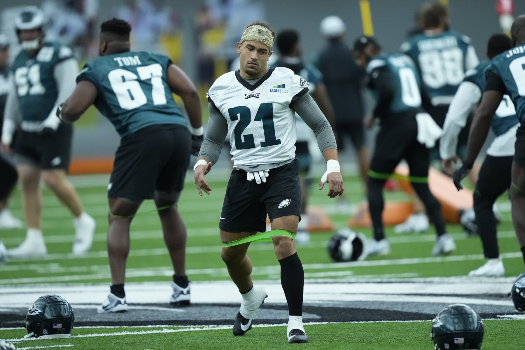 Philadelphia Eagles' Sydney Brown runs a drill during practice at the NFL football teams training facility in Philadelphia, Thursday, June 8, 2023. (AP Photo/Matt Rourke)