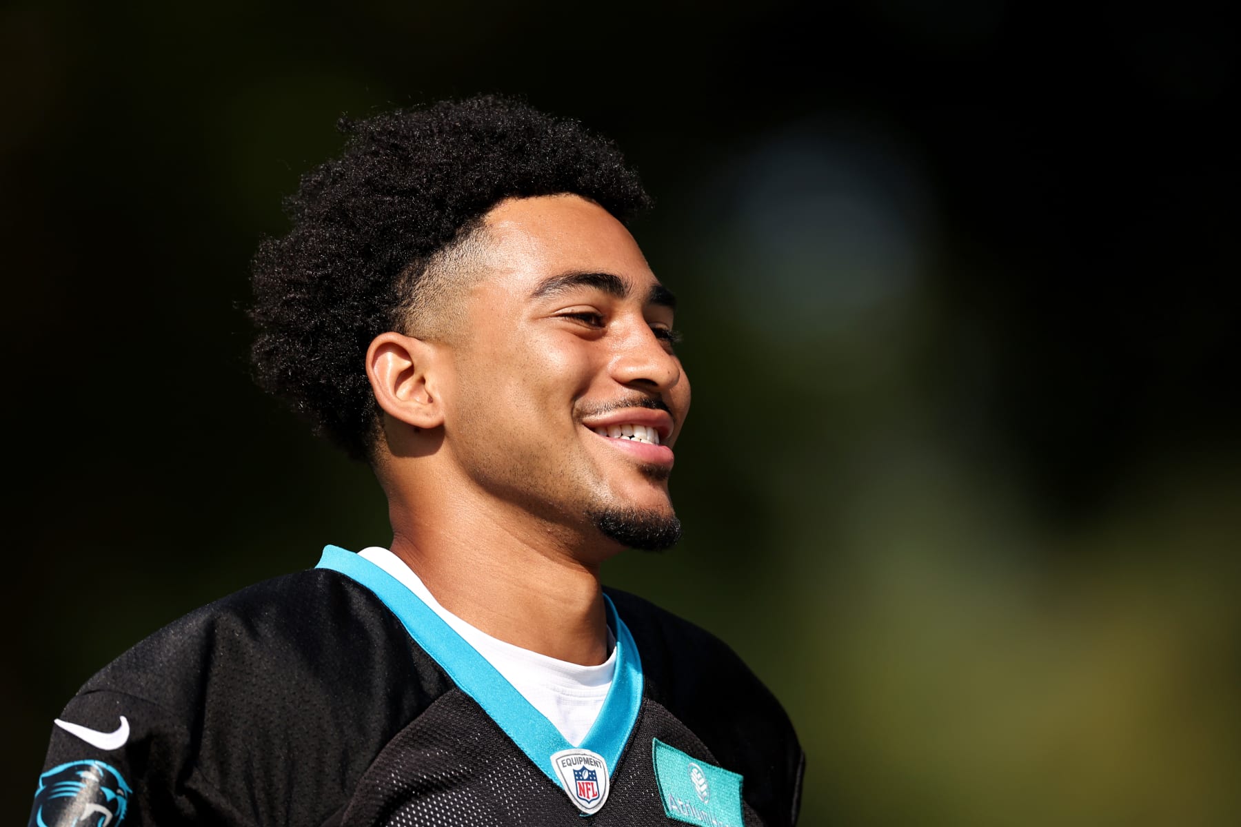 SPARTANBURG, SOUTH CAROLINA - JULY 27: Bryce Young #9 of the Carolina Panthers attends Carolina Panthers Training Camp at Wofford College on July 27, 2023 in Spartanburg, South Carolina. (Photo by Jared C. Tilton/Getty Images)