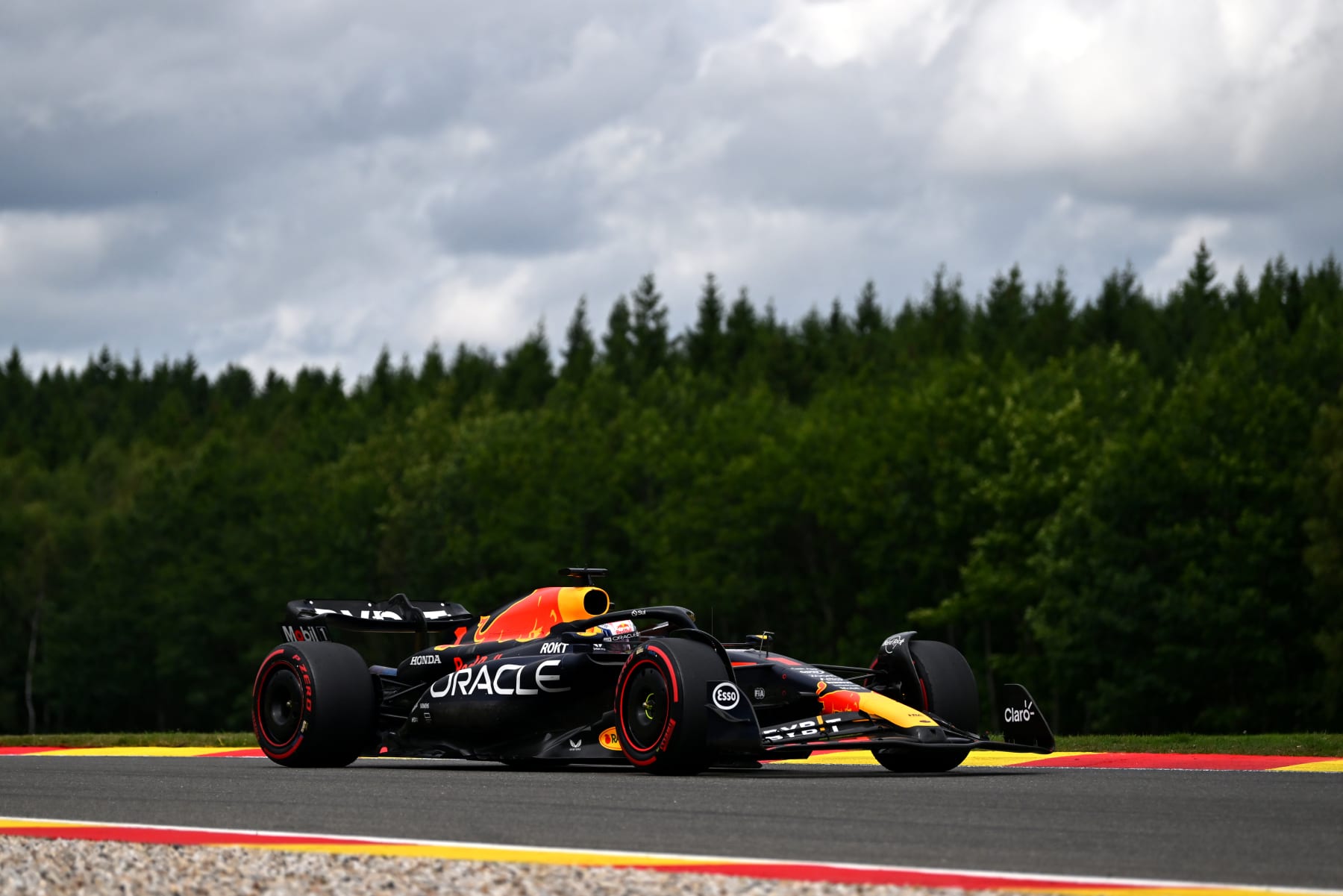 SPA, BELGIUM - JULY 30: Max Verstappen of the Netherlands driving the (1) Oracle Red Bull Racing RB19 on track during the F1 Grand Prix of Belgium at Circuit de Spa-Francorchamps on July 30, 2023 in Spa, Belgium. (Photo by Dan Mullan/Getty Images)