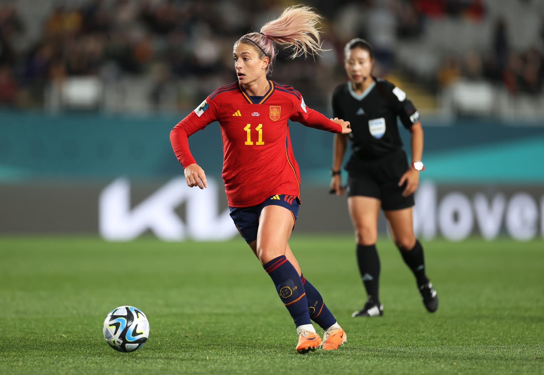 AUCKLAND, NEW ZEALAND - JULY 26: Alexia Putellas of Spain in action during the FIFA Women's World Cup Australia & New Zealand 2023 Group C match between Spain and Zambia at Eden Park on July 26, 2023 in Auckland / TÄmaki Makaurau, New Zealand. (Photo by Fiona Goodall - FIFA/FIFA via Getty Images)
