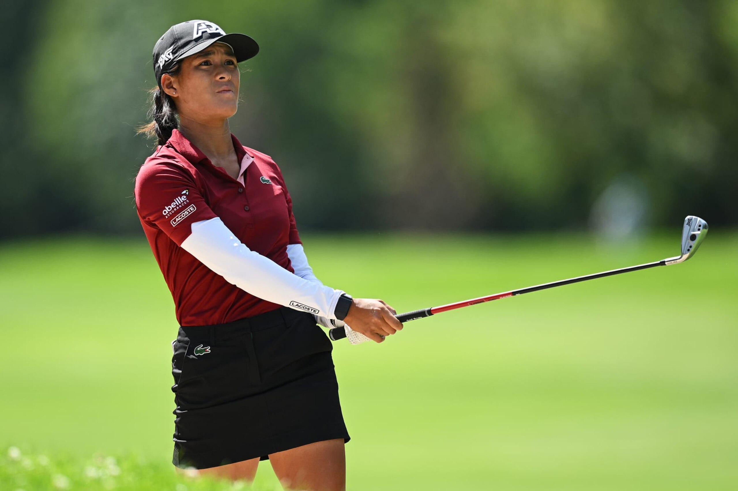 EVIAN-LES-BAINS, FRANCE - JULY 30: Celine Boutier of France looks on following her second shot on the 13th hole during the Final Round of the Amundi Evian Championship at Evian Resort Golf Club on July 30, 2023 in Evian-les-Bains, France. (Photo by Stuart Franklin/Getty Images)